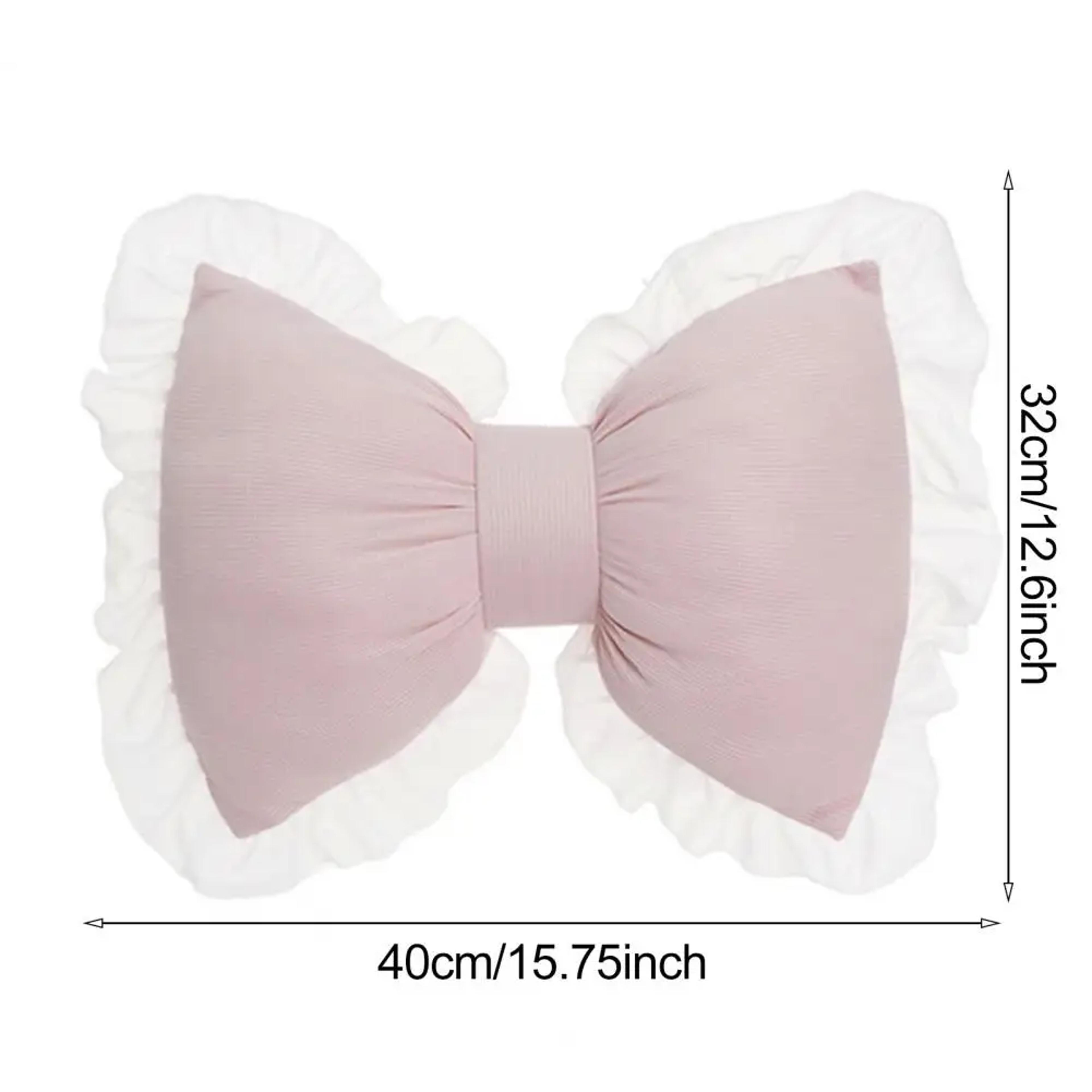 Plush PP Cotton Sofa Pillow With Pink Bow Lace Decoration Bed Sofa Support Pillow Car Seat Matching 4