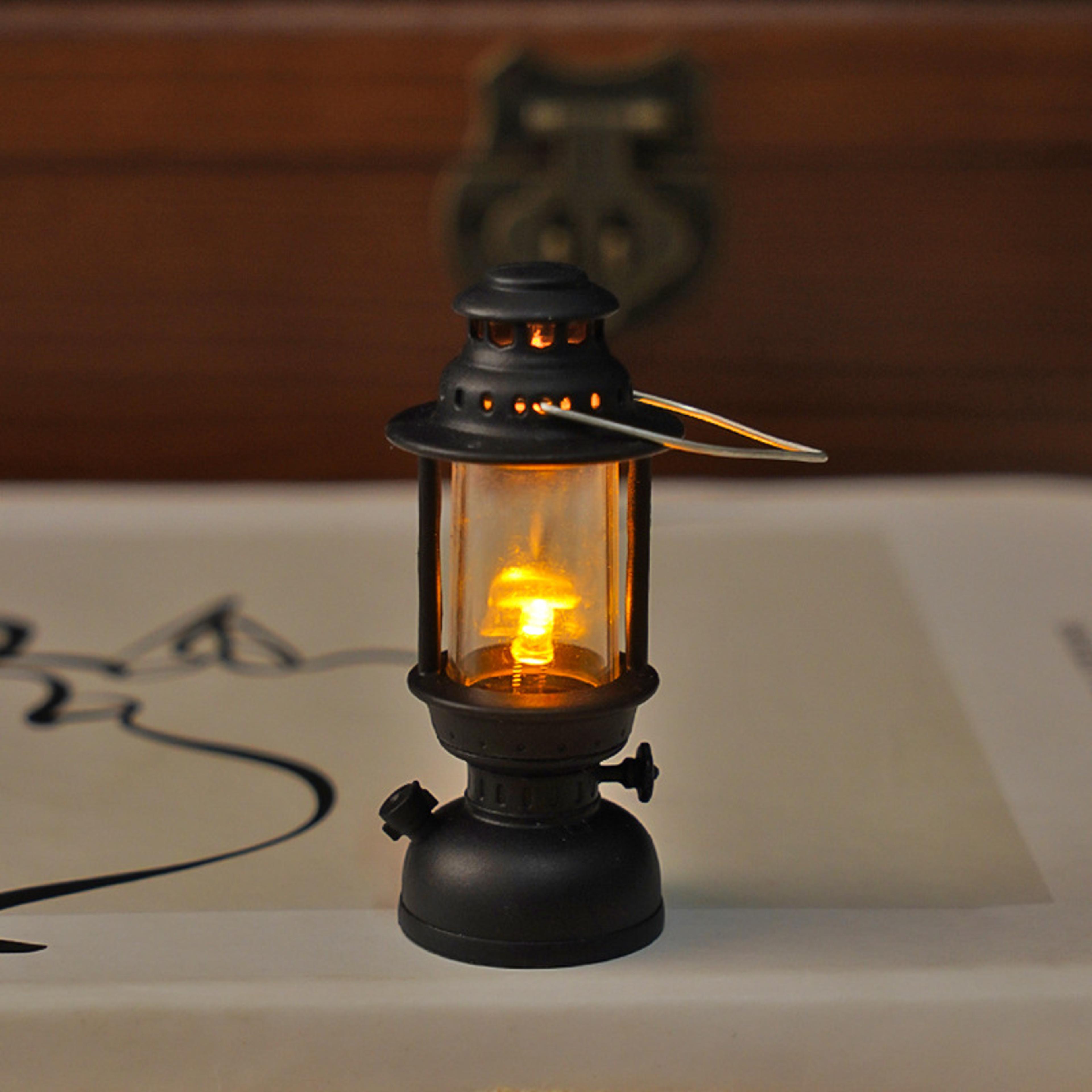 Retro Glowing Pony Lantern LED Dollhouse Miniature Oil Light Night Light Candle Lamp Home Decor Toy 5