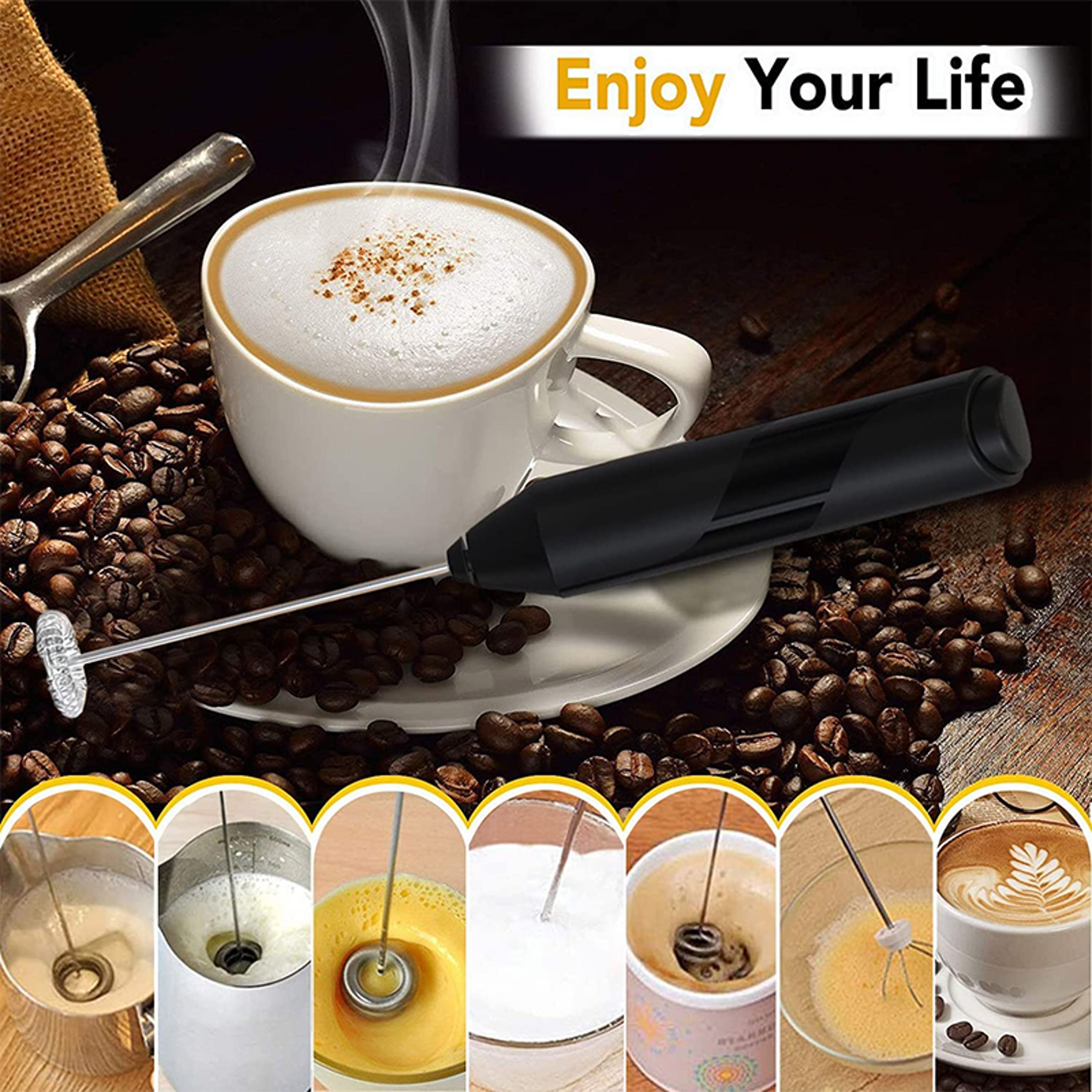 Wireless Mini Electric Milk Foamer Blender Handheld Coffee Whisk Mixer Egg Beater Cappuccino Frothe 4