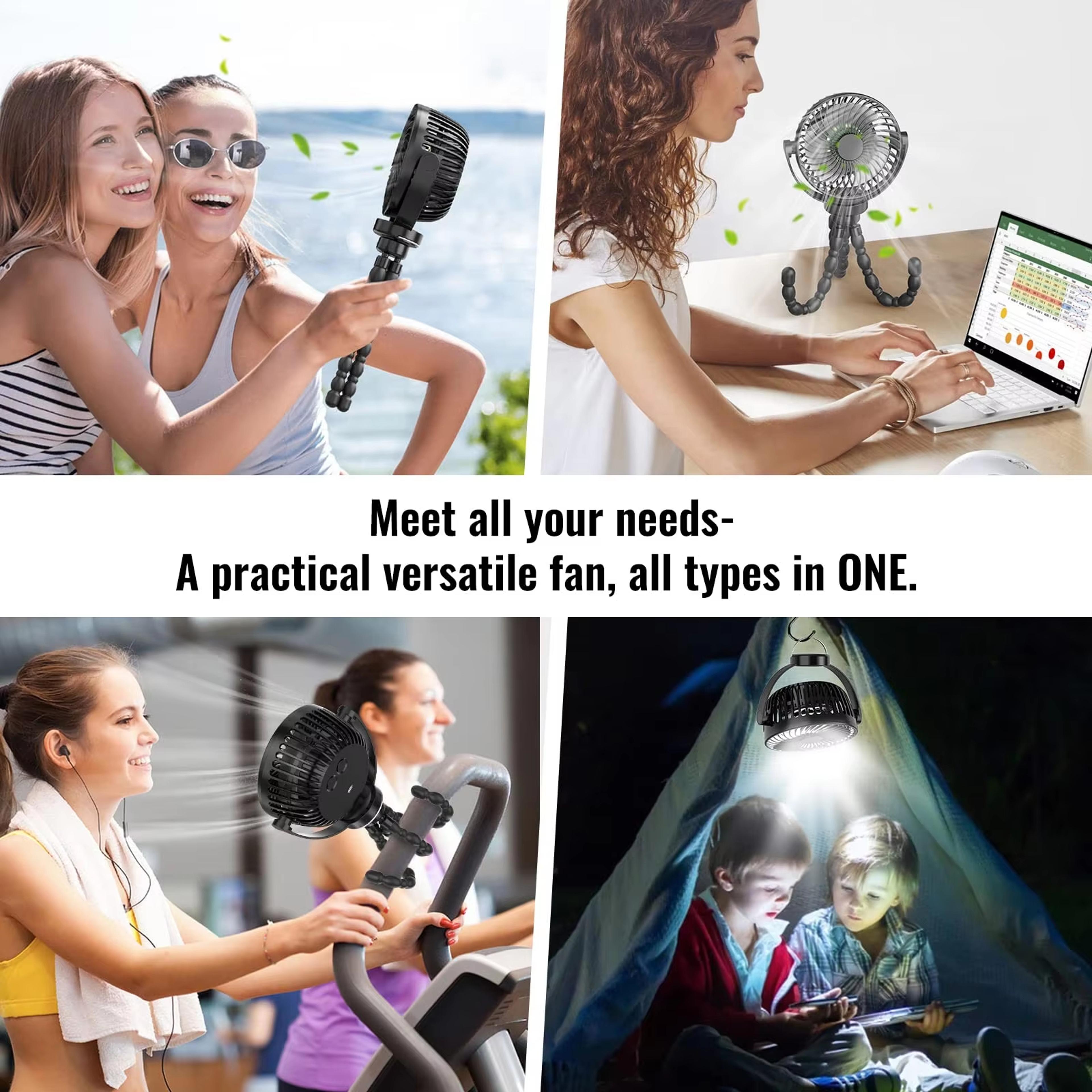 Portable USB Charging Baby Fan With Speeds Mini Fan For Stroller Mobile Phone Holder And Light For  3