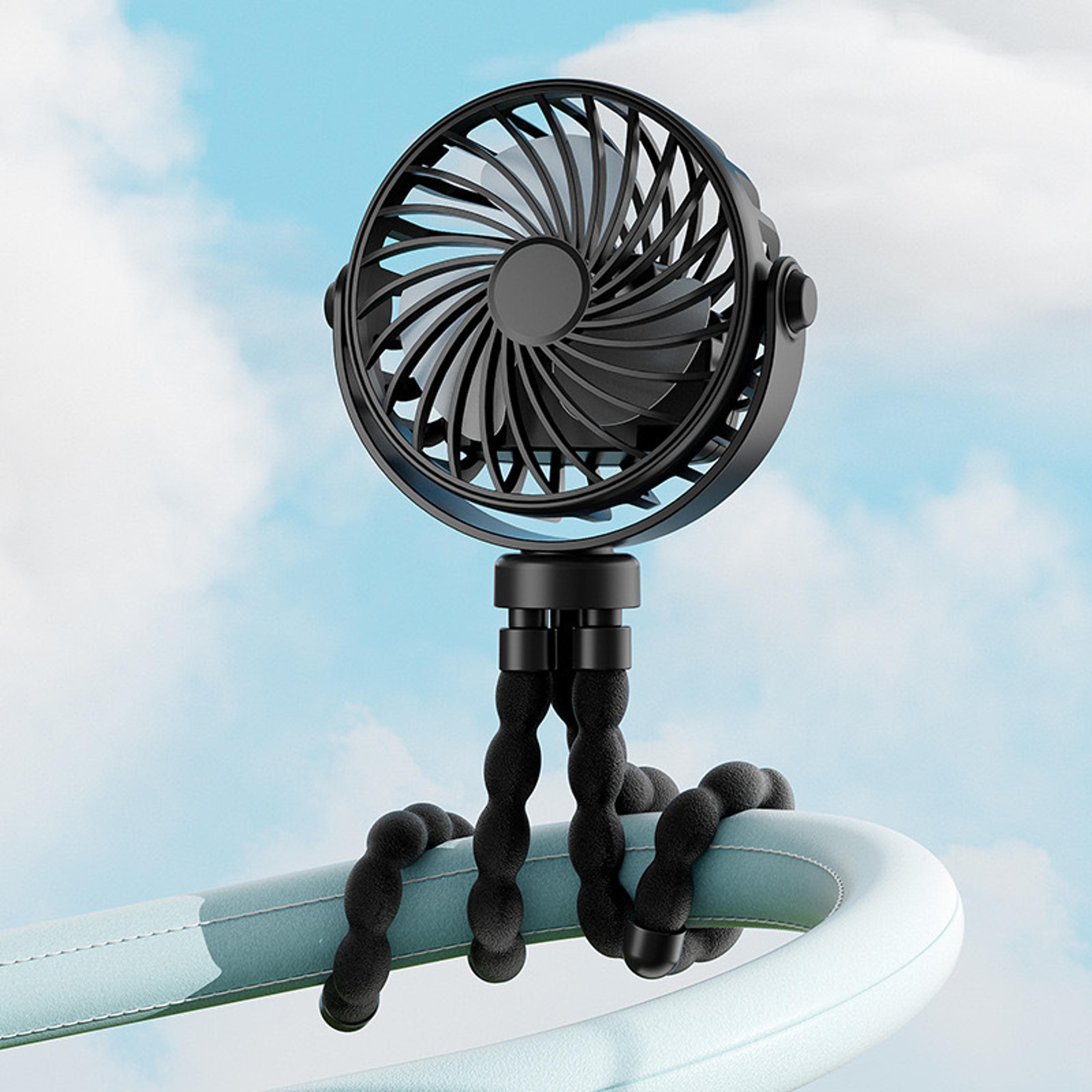 Portable USB Charging Baby Fan With Speeds Mini Fan For Stroller Mobile Phone Holder And Light For  6