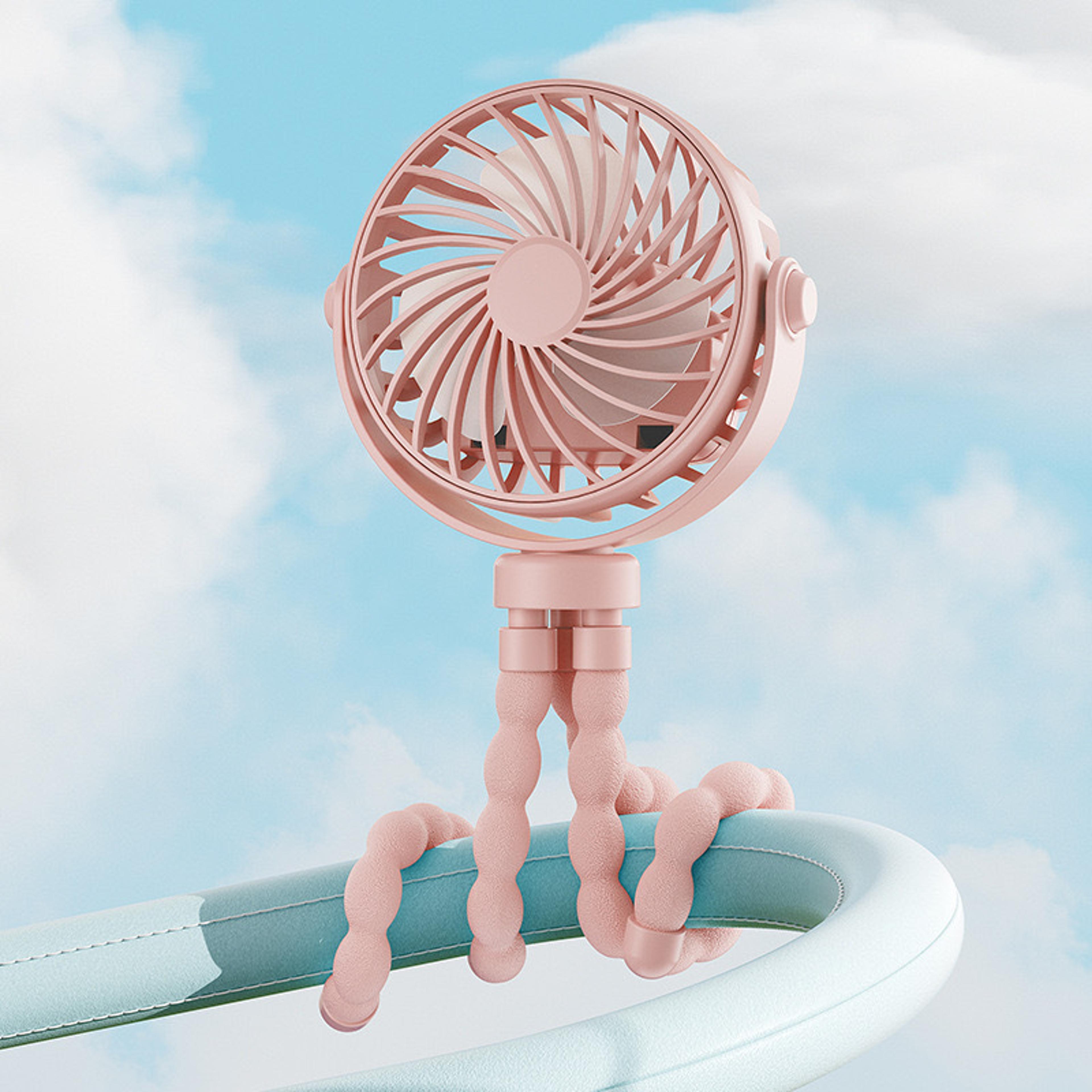 Portable USB Charging Baby Fan With Speeds Mini Fan For Stroller Mobile Phone Holder And Light For  8