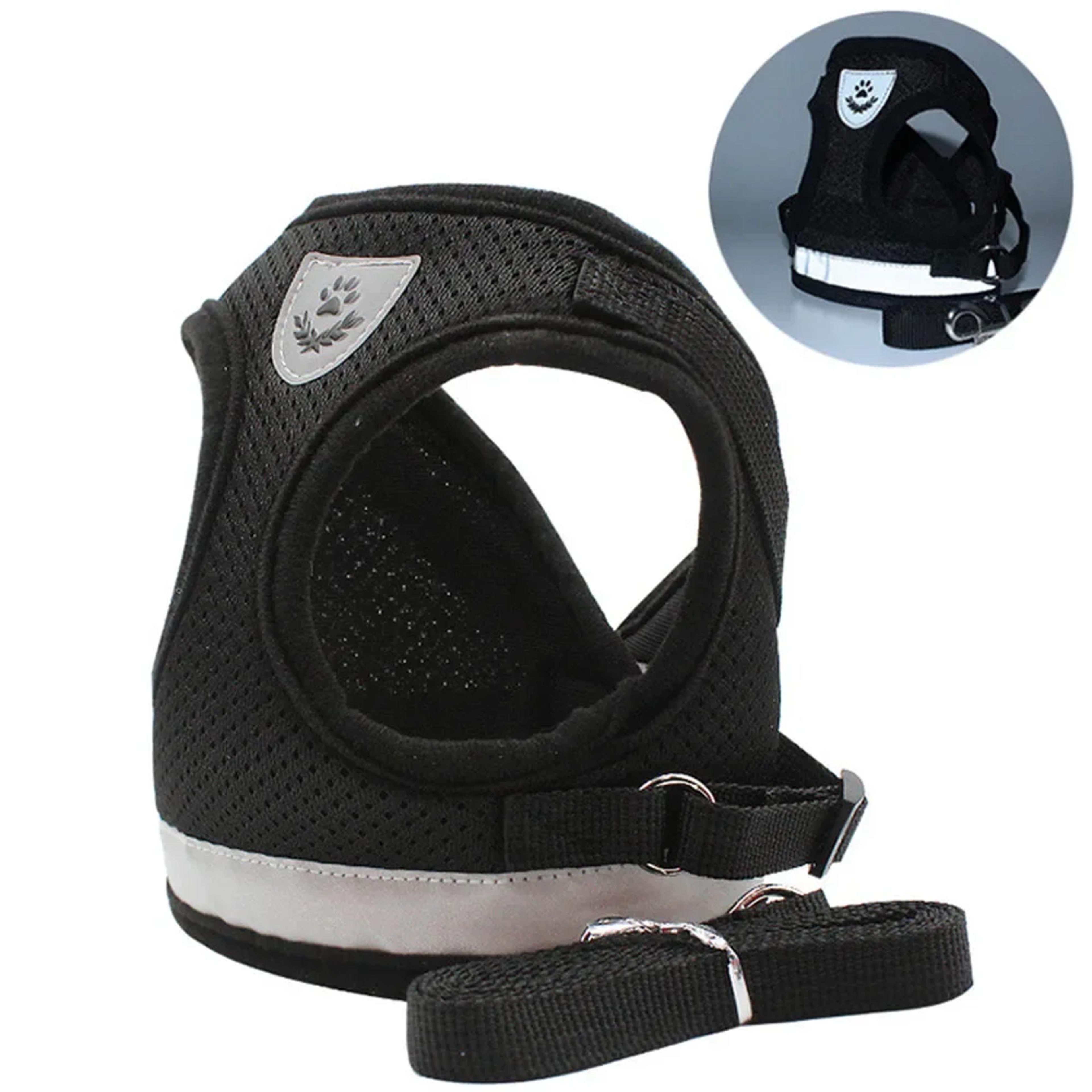 Reflective Adjustable Cat Harness Leash Set Mesh Vest Escape Proof Puppy Dog Collar For Small Dogs  4