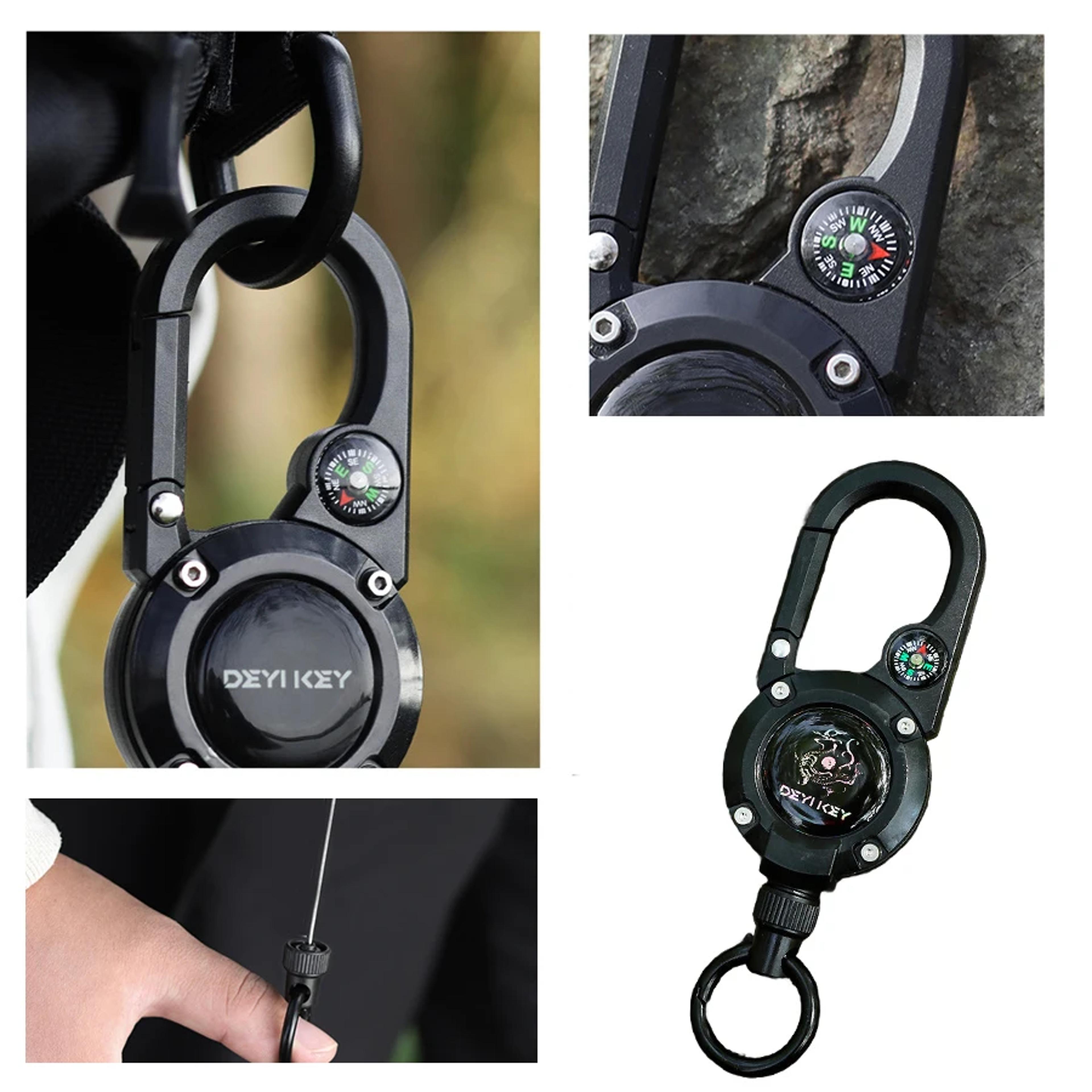 Retractable Keychain With Steel Wire Rope And Carabiner Outdoor Sporty Keychain With AntiTheft Meta 2