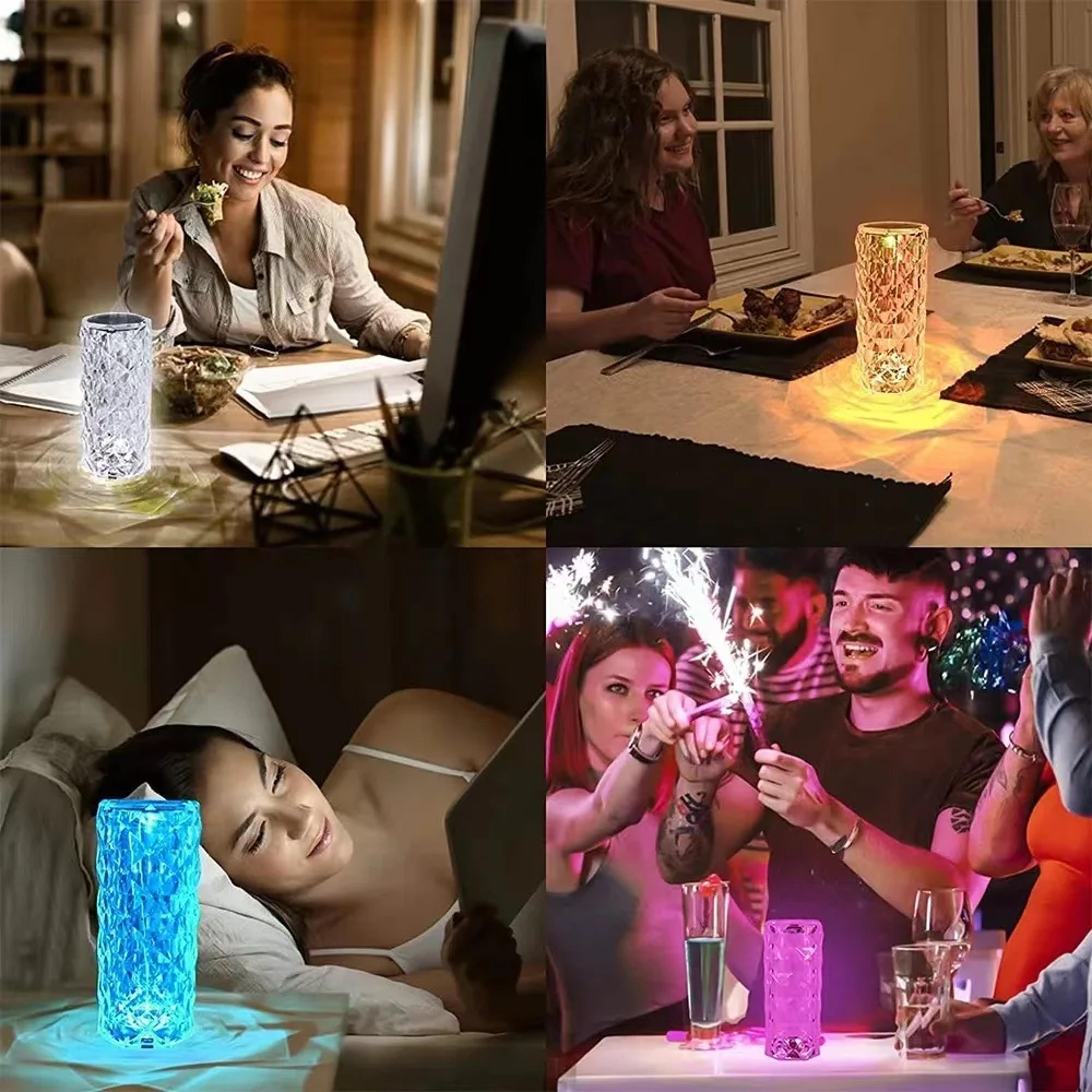 Rechargeable Crystal Diamond Table Lamp Acrylic Bedroom Bedside Touch Creative Night Lights Rose De 5