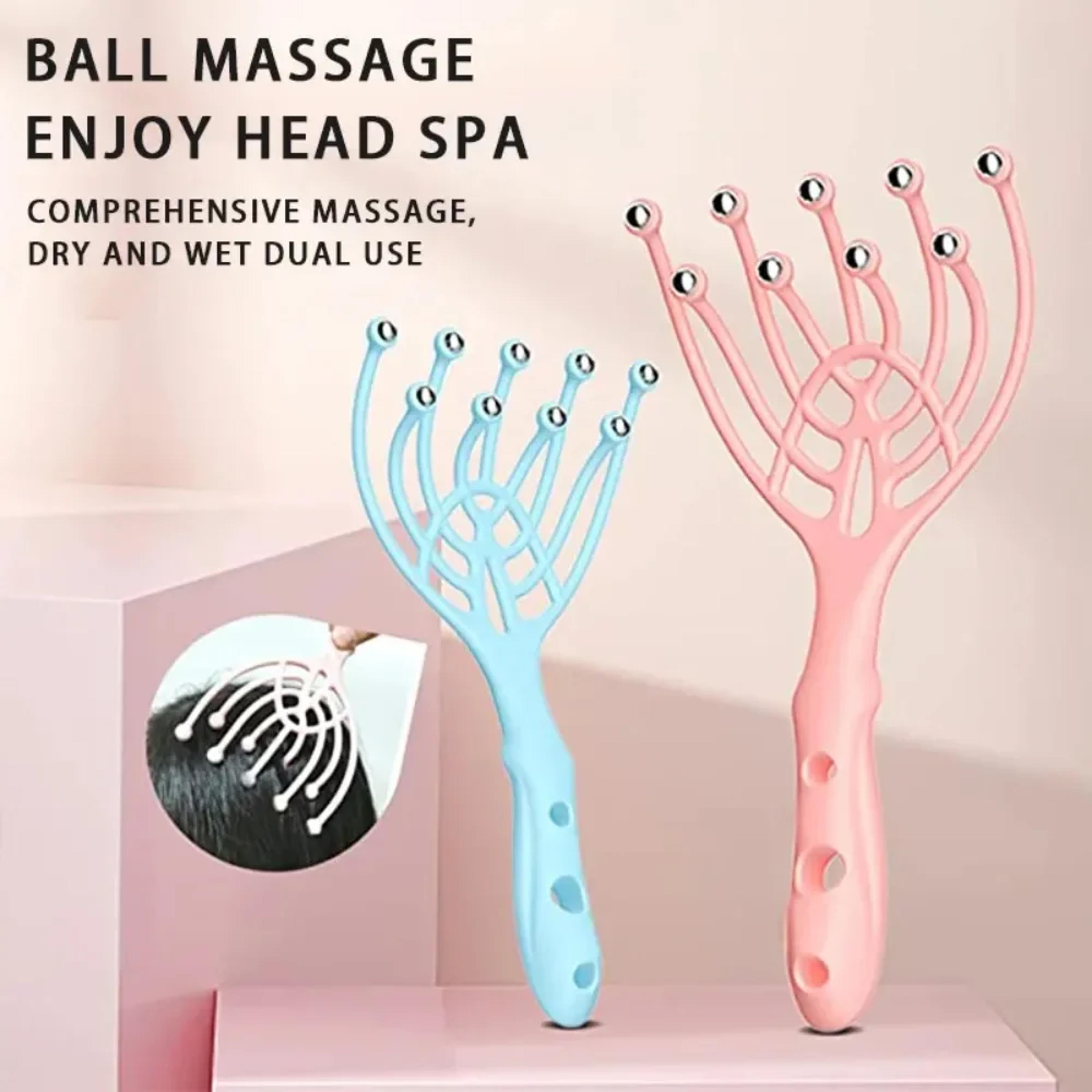 Five Finger Scalp Neck Comb Roller Hand Held Head Massager Steel Ball For Stress Relief 1