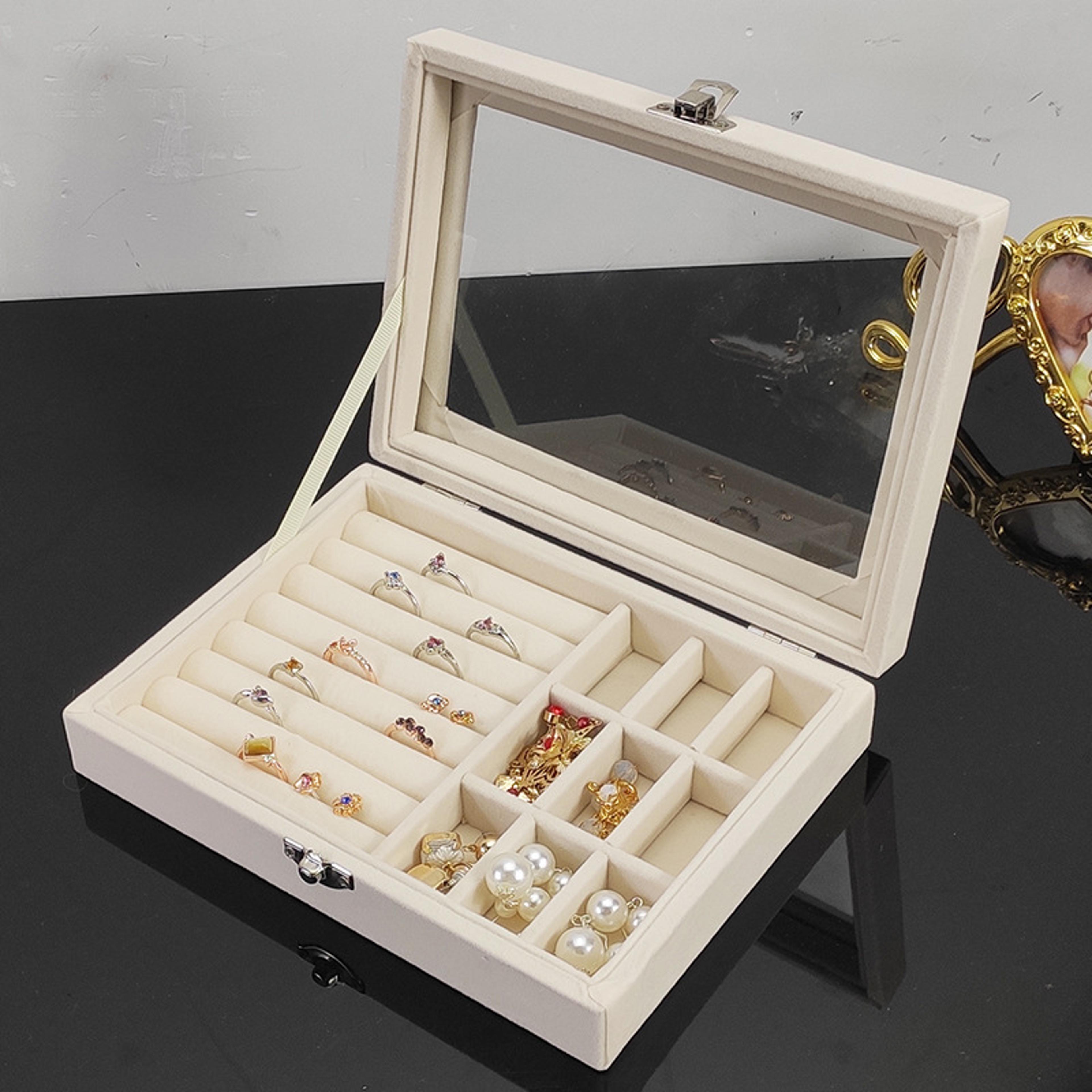 jewelry classification storage box dustproof transparent flip lid jewelry box organizer