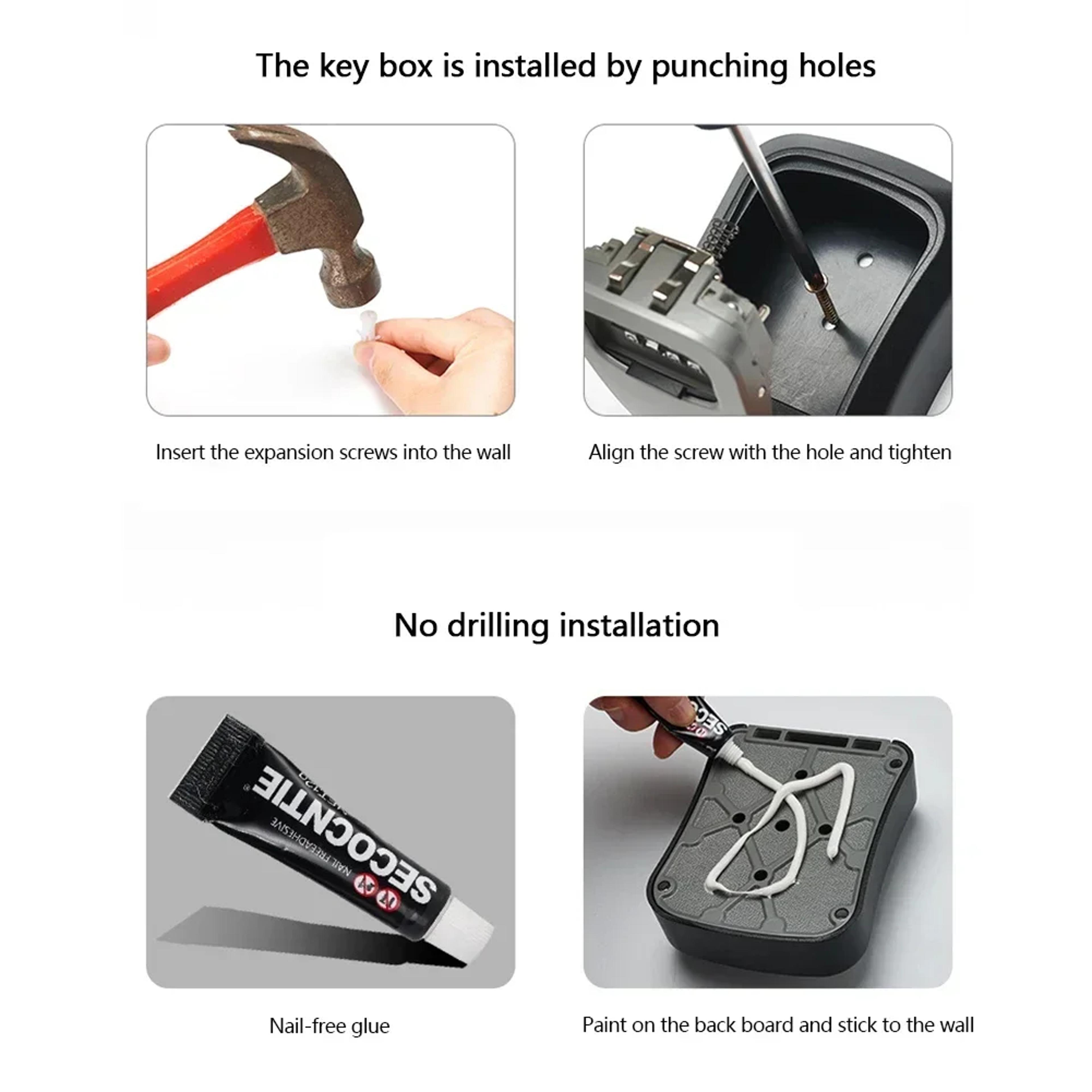 Wall Mounted Password Key Box Secure Durable Anti Theft Home Storage Management 4