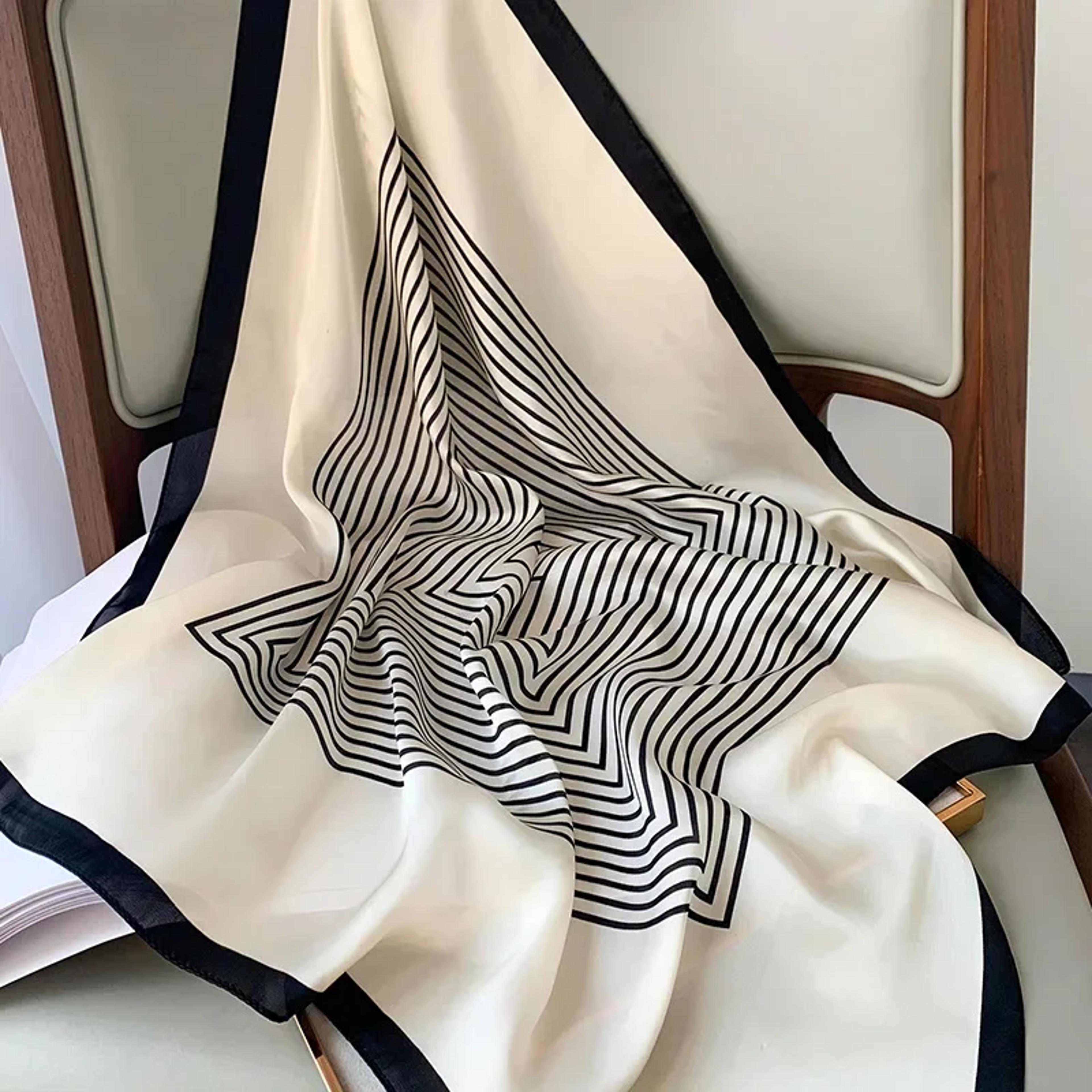 Silk Square Plaid Scarf Women Satin Hijab Head Neck Tie Band Luxury Foulard Soft Work Neckerchief 1