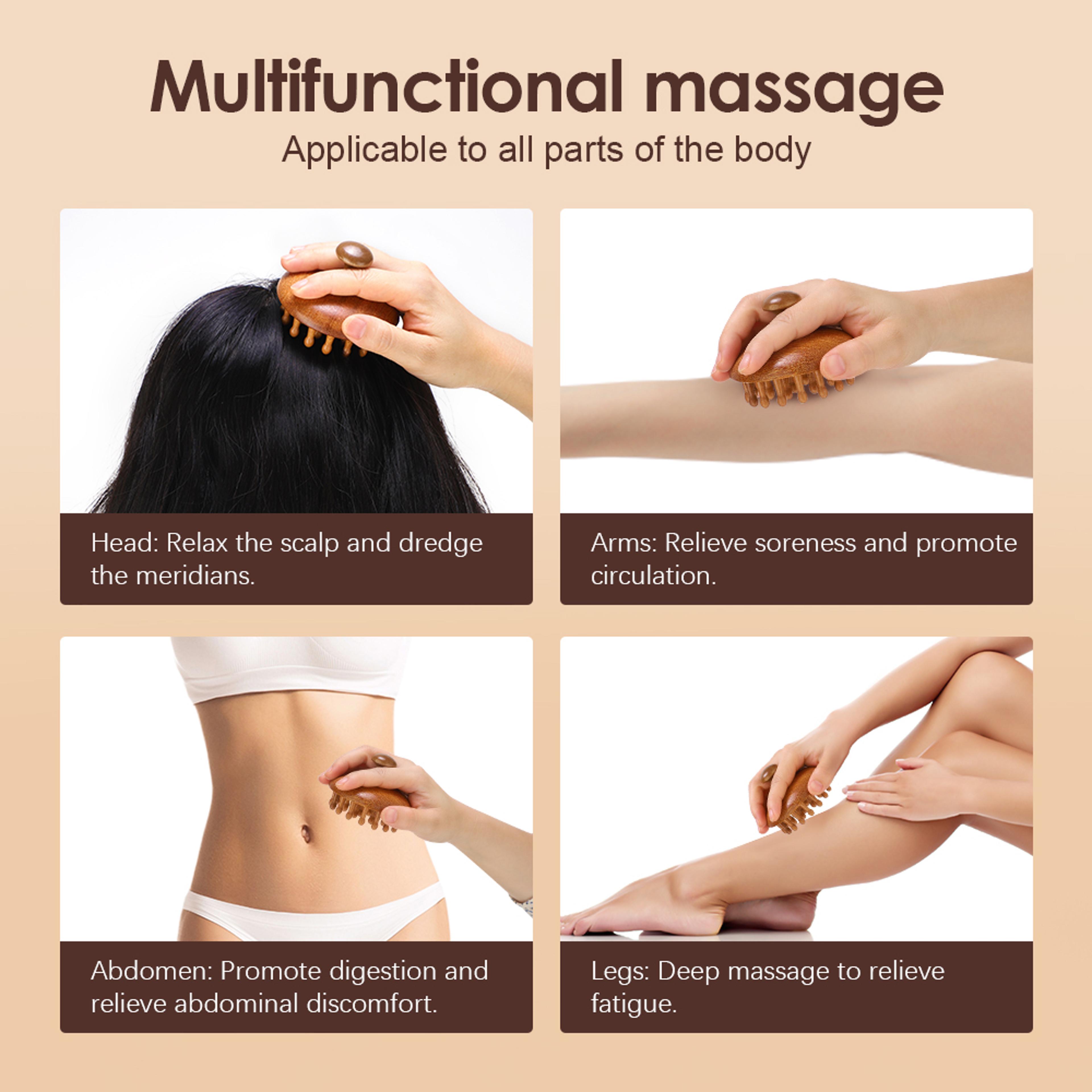 AntiStatic Sandalwood Massage Comb Wooden Brush Head Acupoint Massage GuaSha Tool For Neck And Body 5