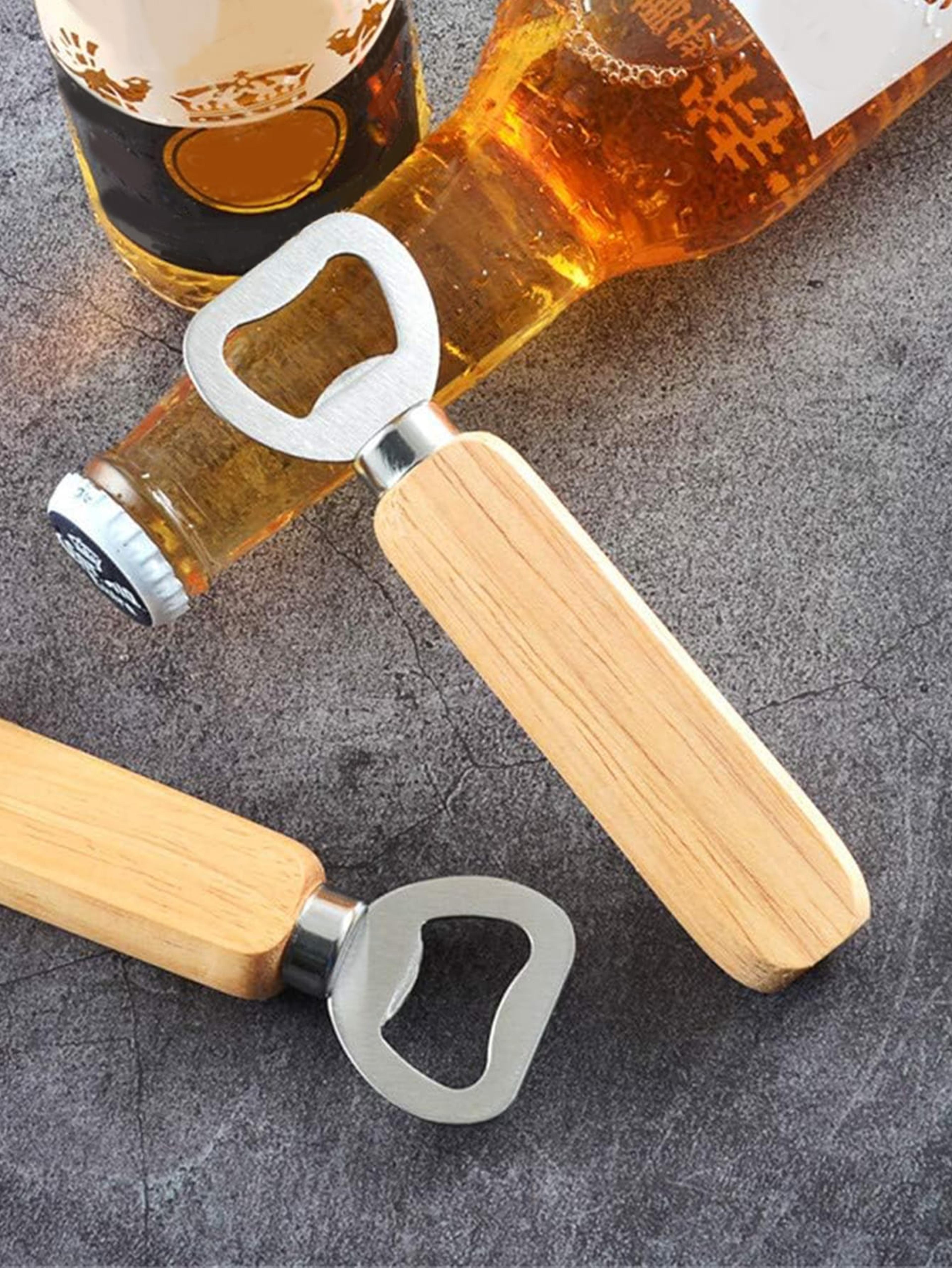 Bartender Bottle Openers With Wood Handle Beer Soft Drinks Bottle Opener For Home And Restaurant 0