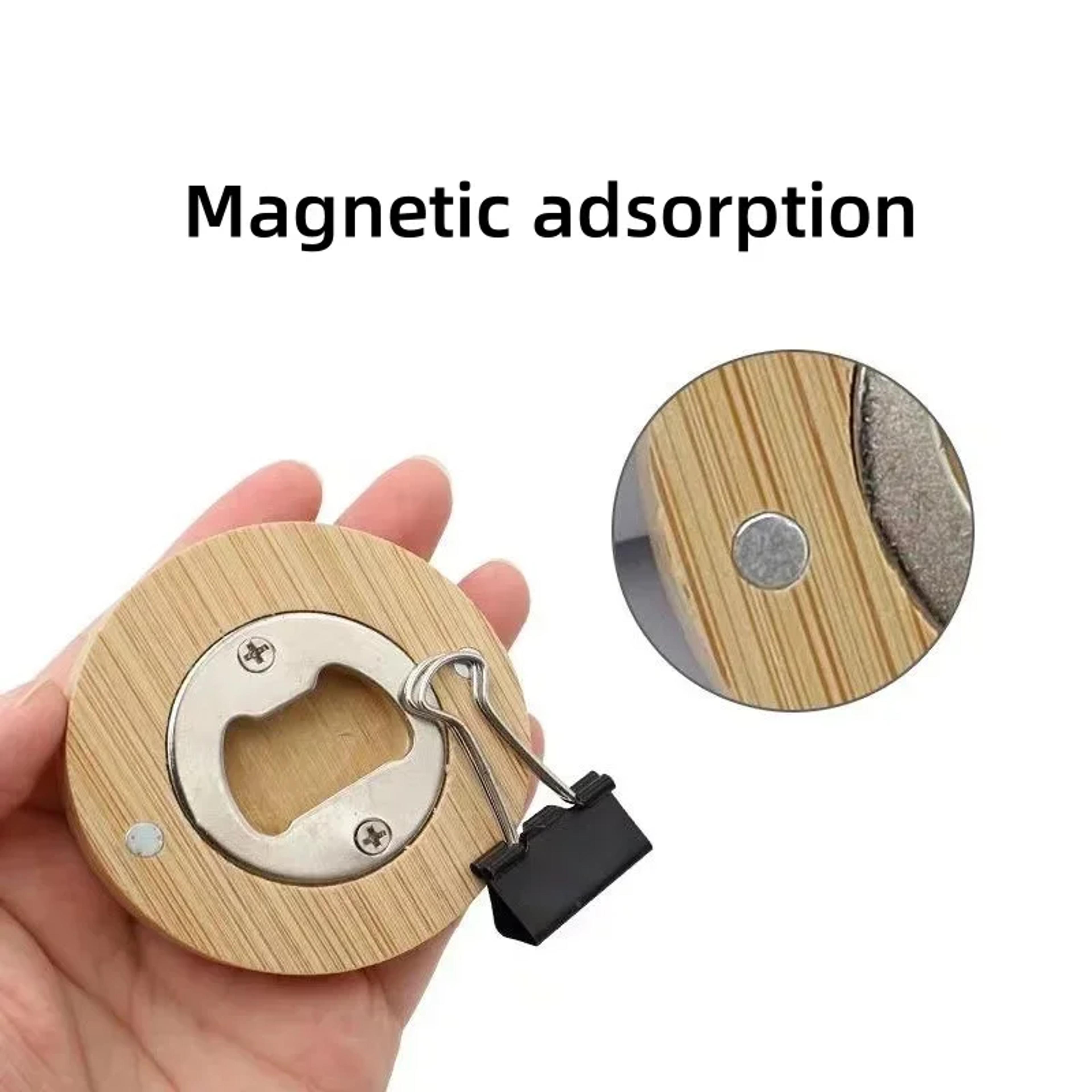 Portable Beer Bottle Opener Round Bamboo Fridge Magnet For Wedding Home Bar Party Gadgets 2