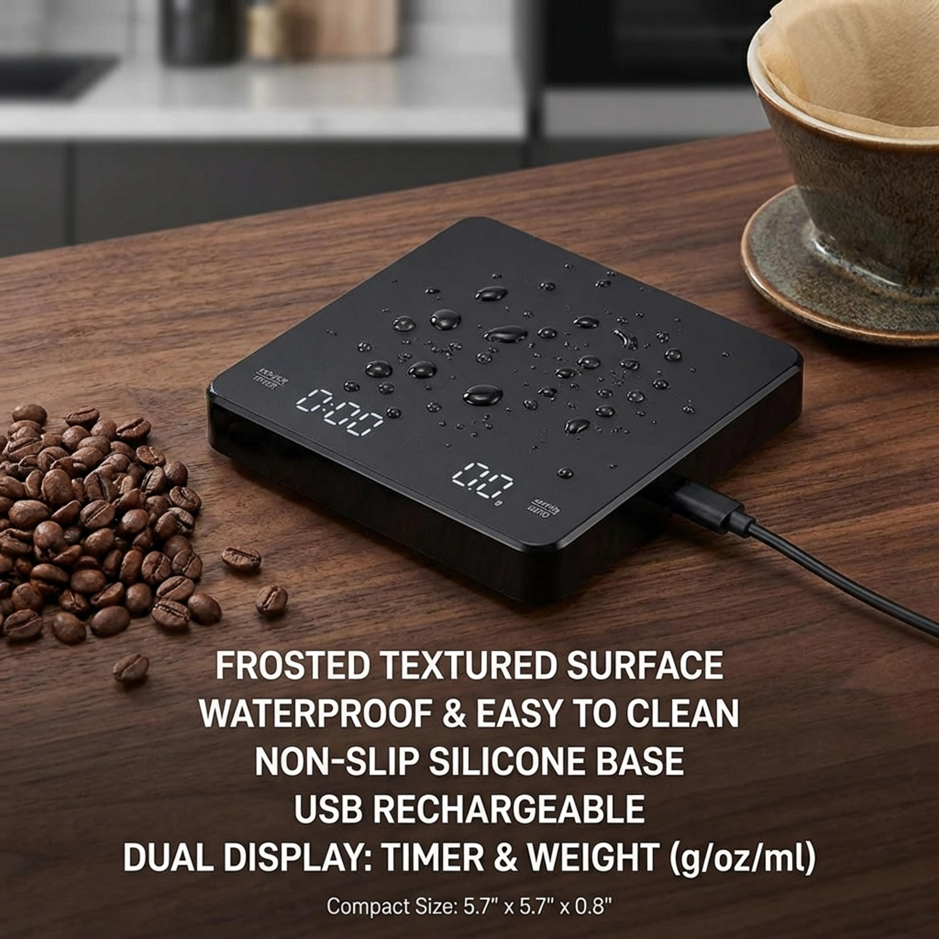 Rechargeable USB Coffee Scale With High Accuracy LED Timer For Kitchen Espresso Brewing And Measuri 2