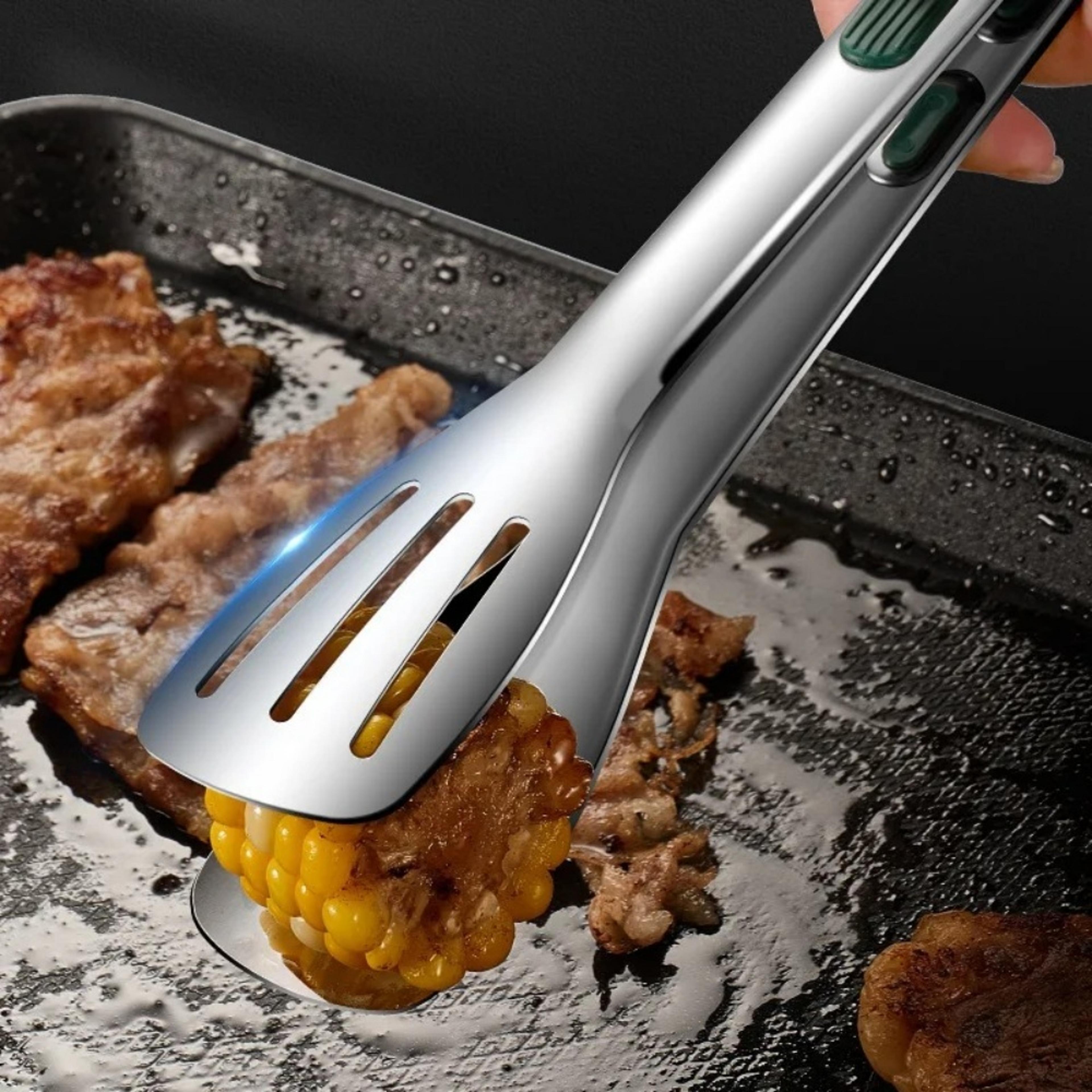 BBQ Grill Food Tong Stainless Steel Salad Bread Clip Buffet Clamp Nonslip 3