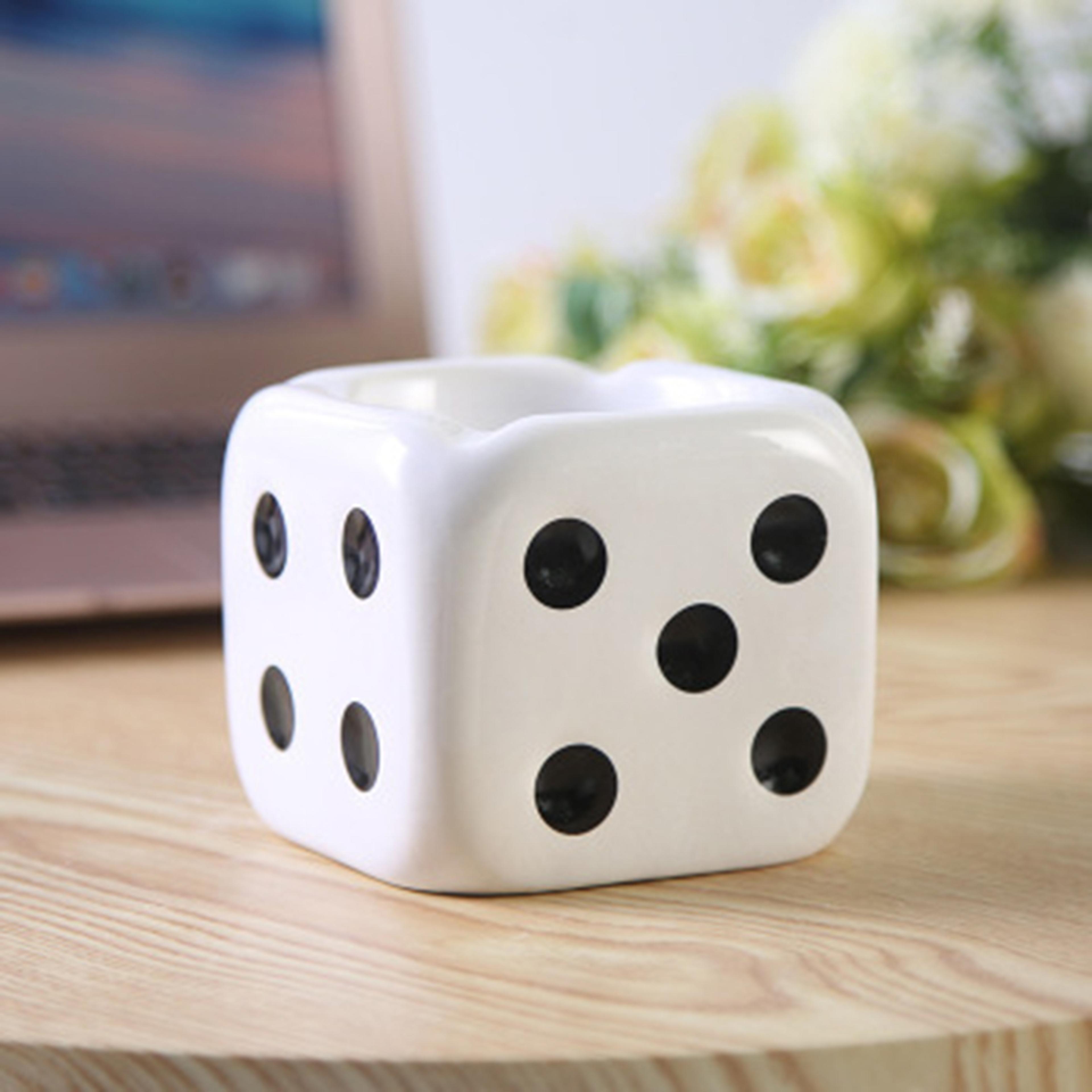 Dice Shaped Ceramic Cigarette Ashtray Creative Ash Tray Desk Accessories For Home Office 3