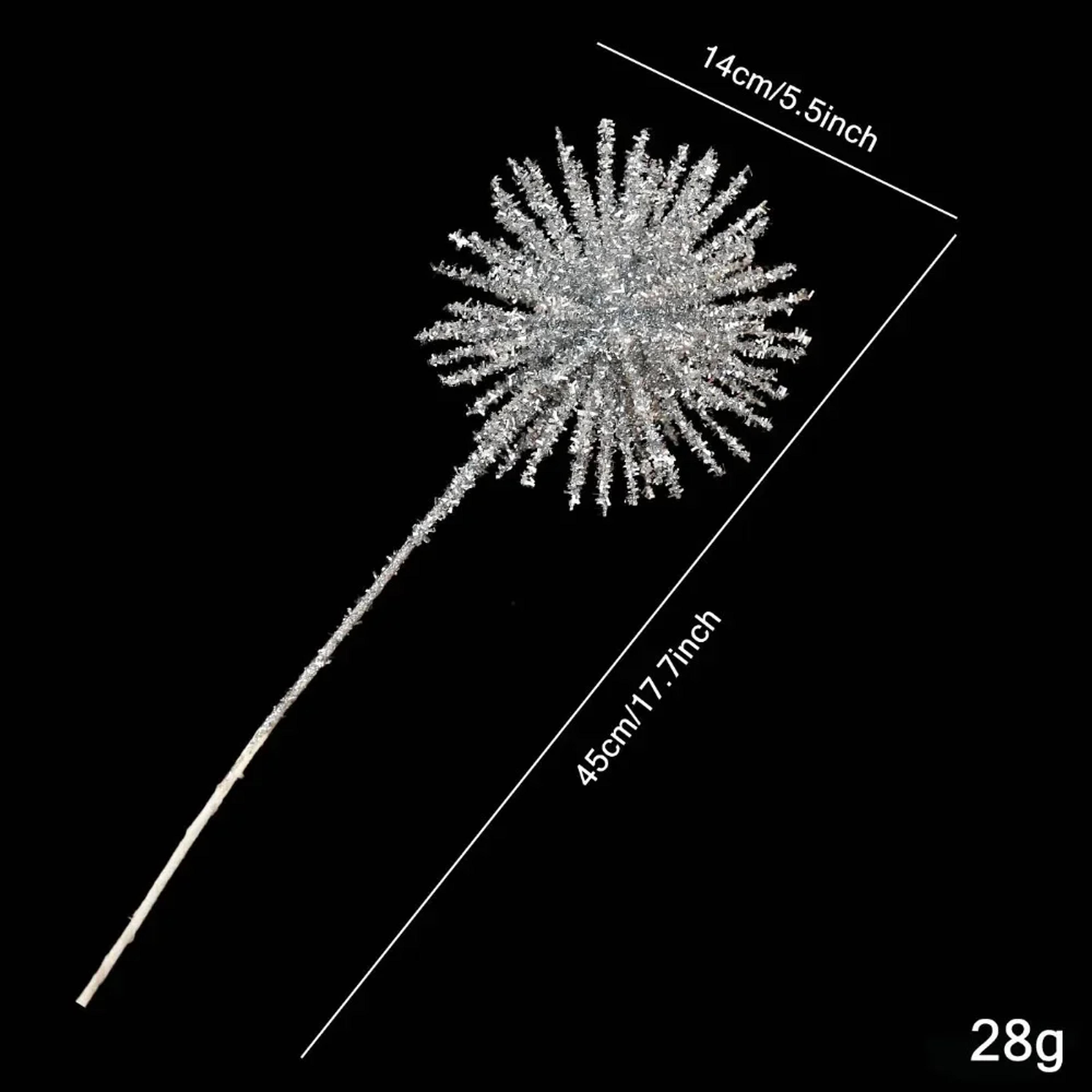 Glitter Plastic Christmas Flowers Simulated Xmas Floral Arrangements DIY Decorative Flowers 8