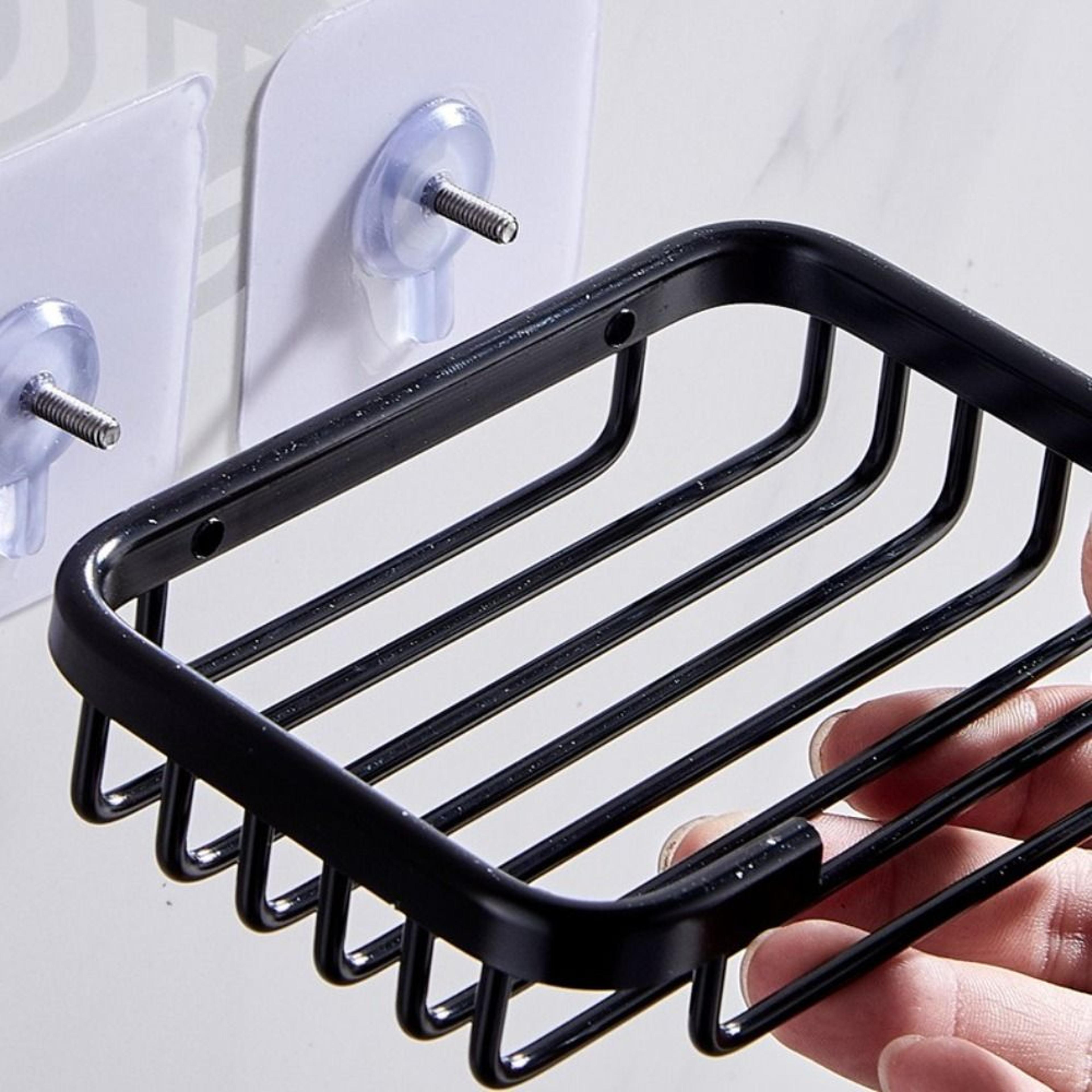 Wallmounted Soap Holder No Drilling Aluminum Adhesive Dish Rack Drill Free Metal Soap Holder Sponge 1