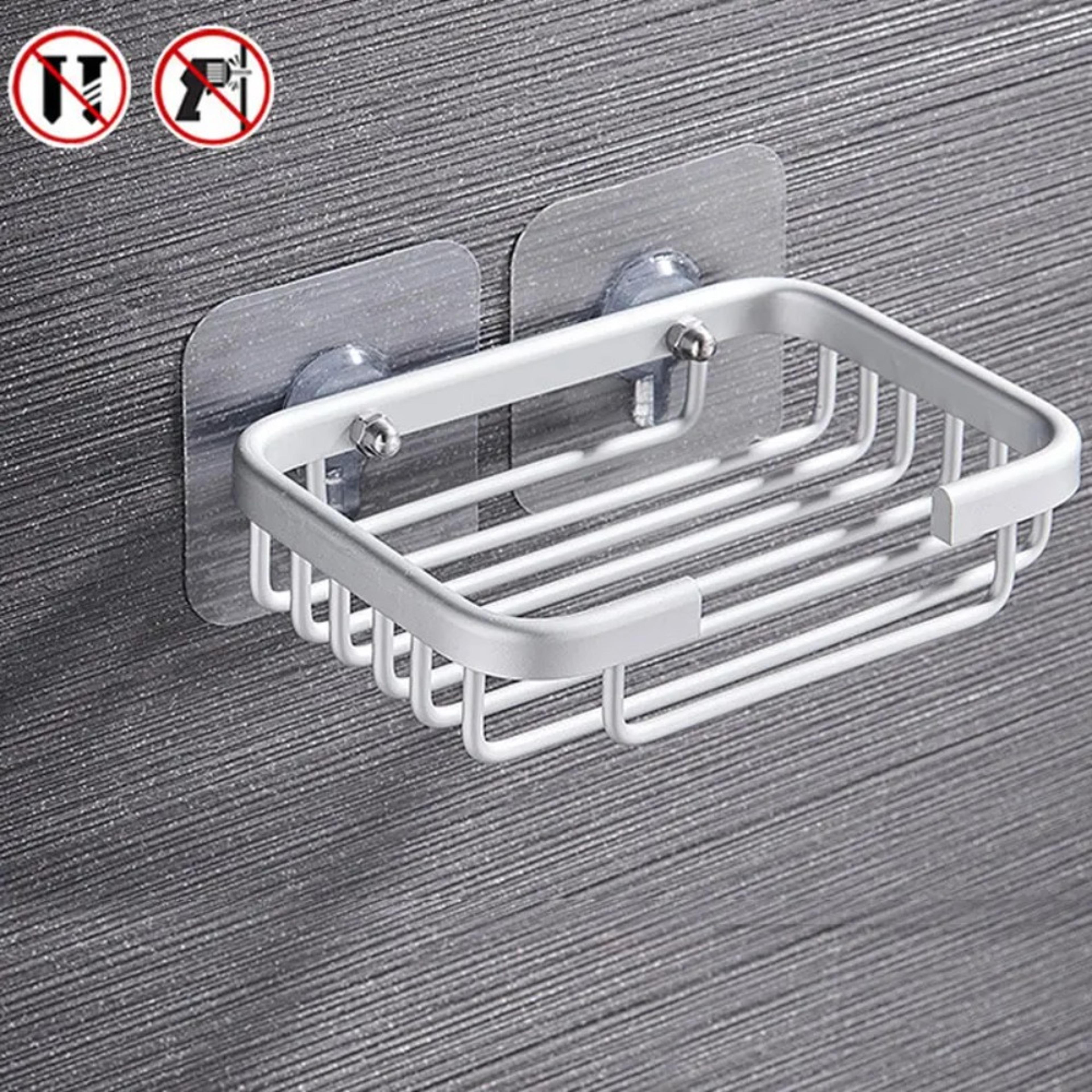Wallmounted Soap Holder No Drilling Aluminum Adhesive Dish Rack Drill Free Metal Soap Holder Sponge 4