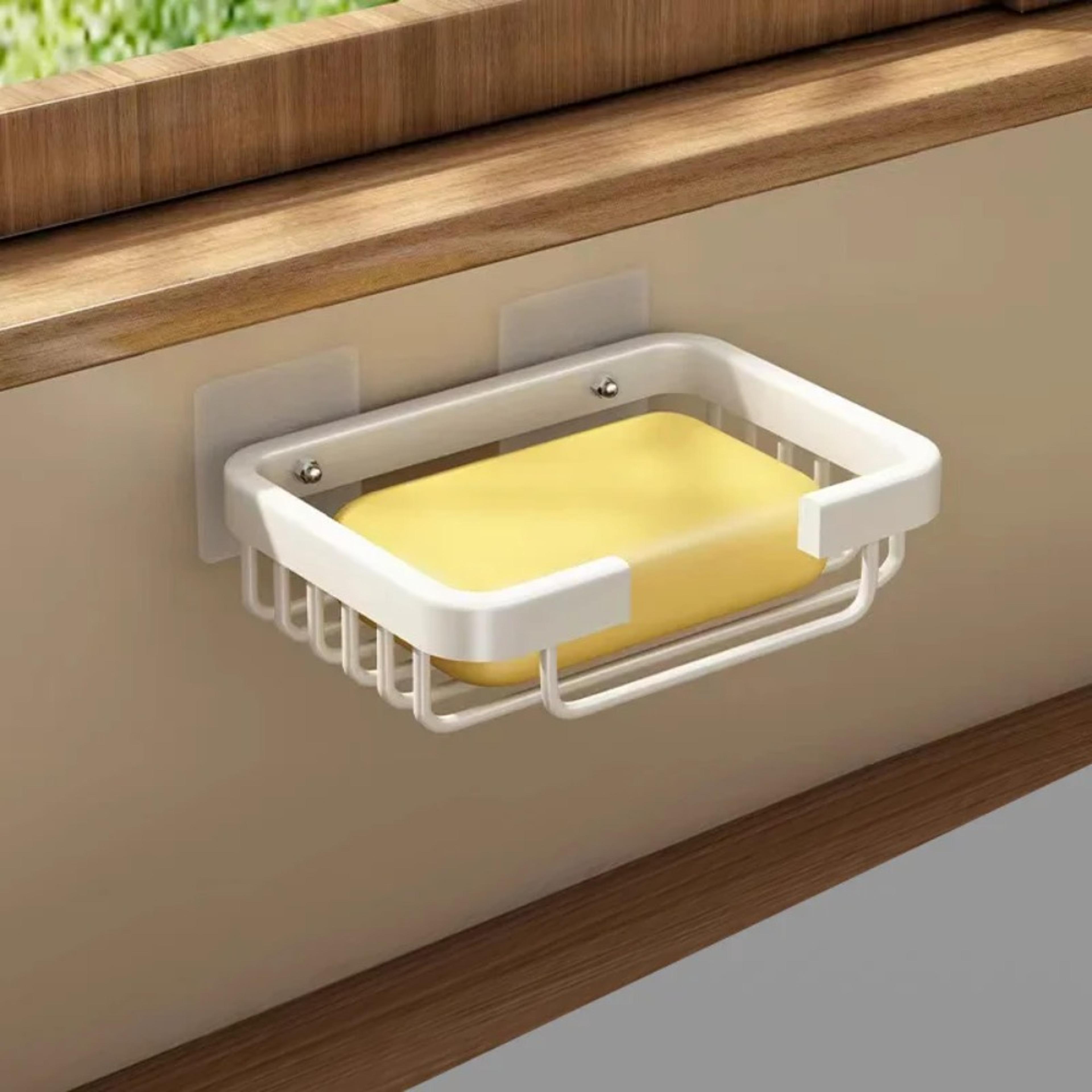 Wallmounted Soap Holder No Drilling Aluminum Adhesive Dish Rack Drill Free Metal Soap Holder Sponge 8