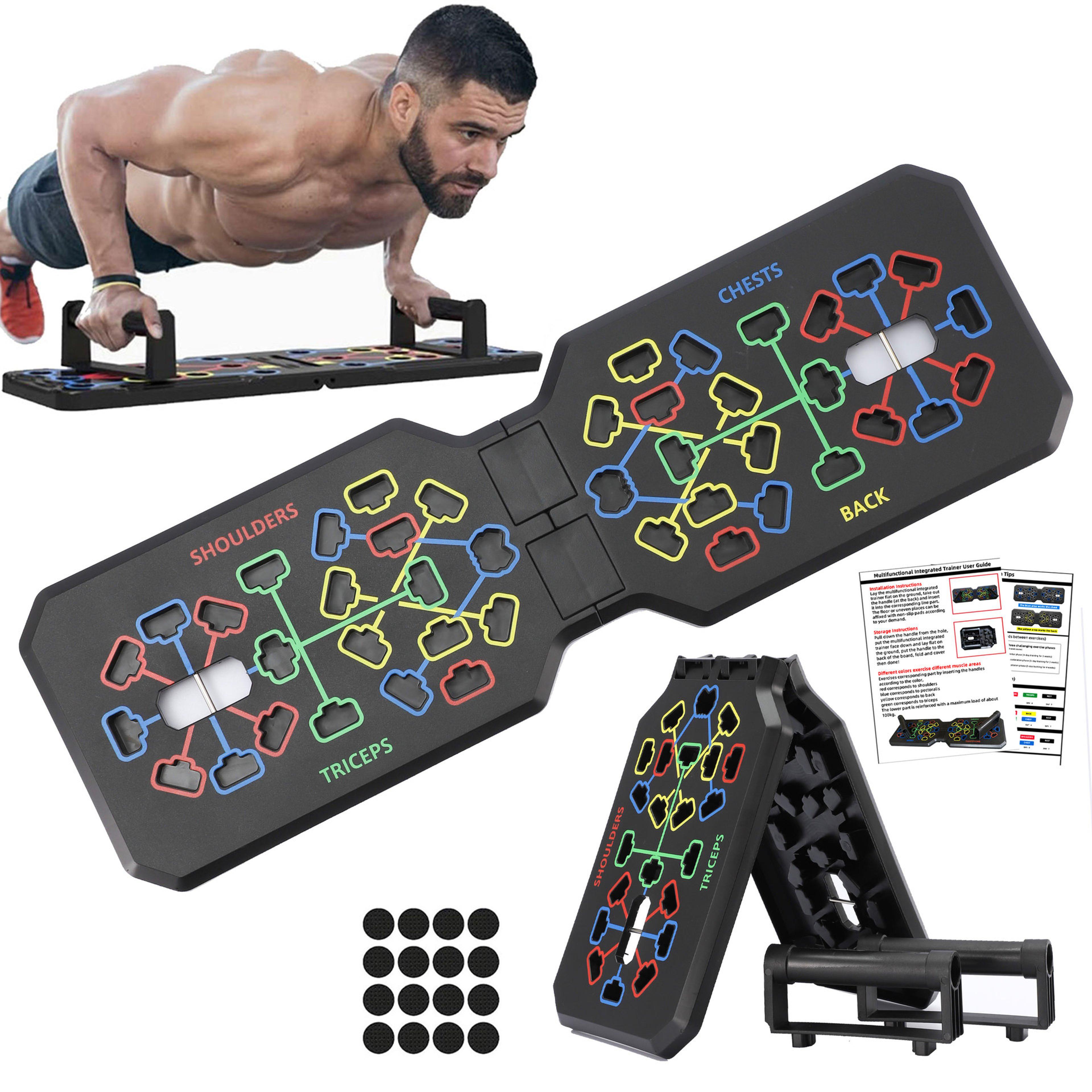 Foldable Fitness Equipment With Handles For Chest Abdomen Arms And Back Training Portable Multifunc 0
