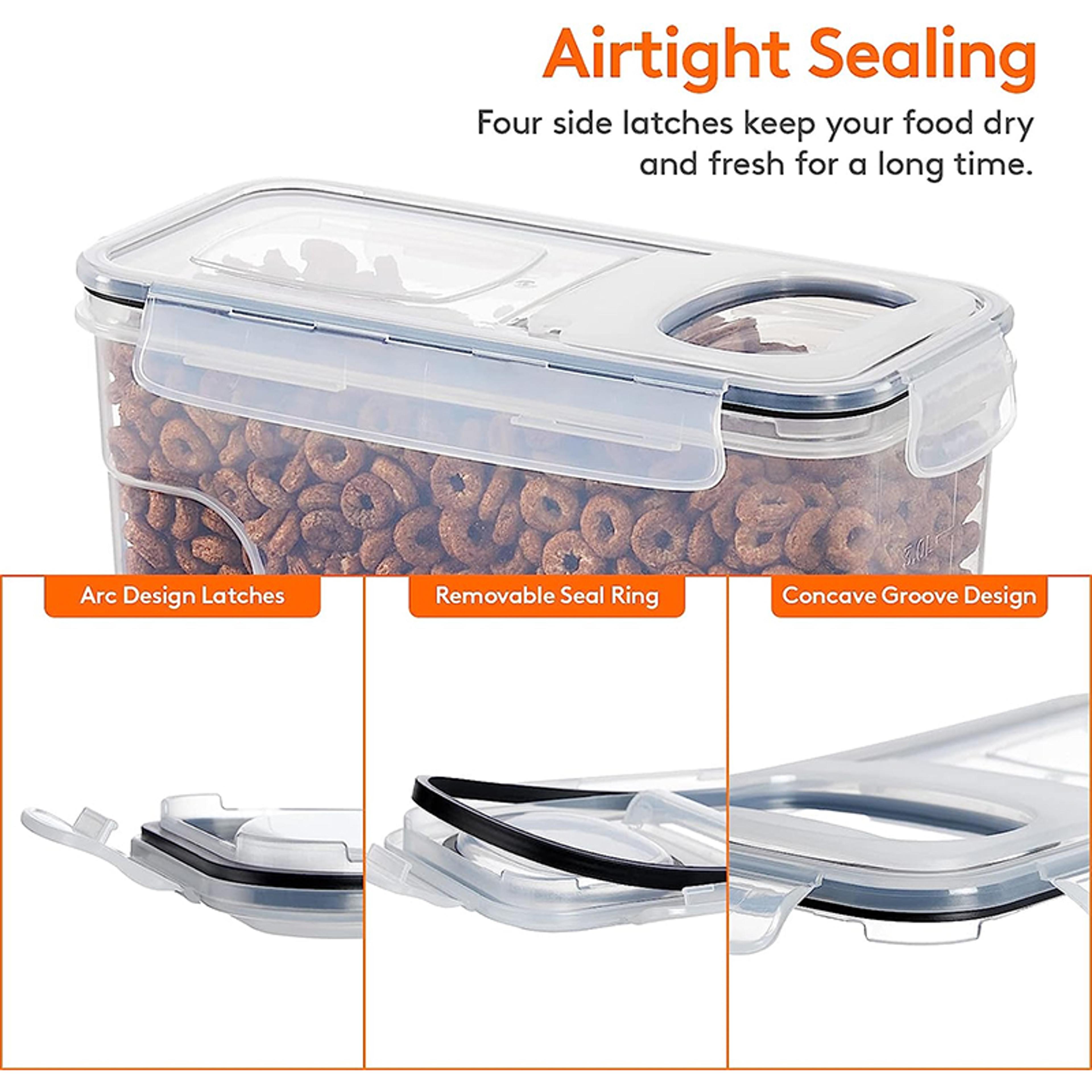 Airtight Cereal Storage Containers With Lids Moistureproof Food Tank Kitchen Organization Box With  4