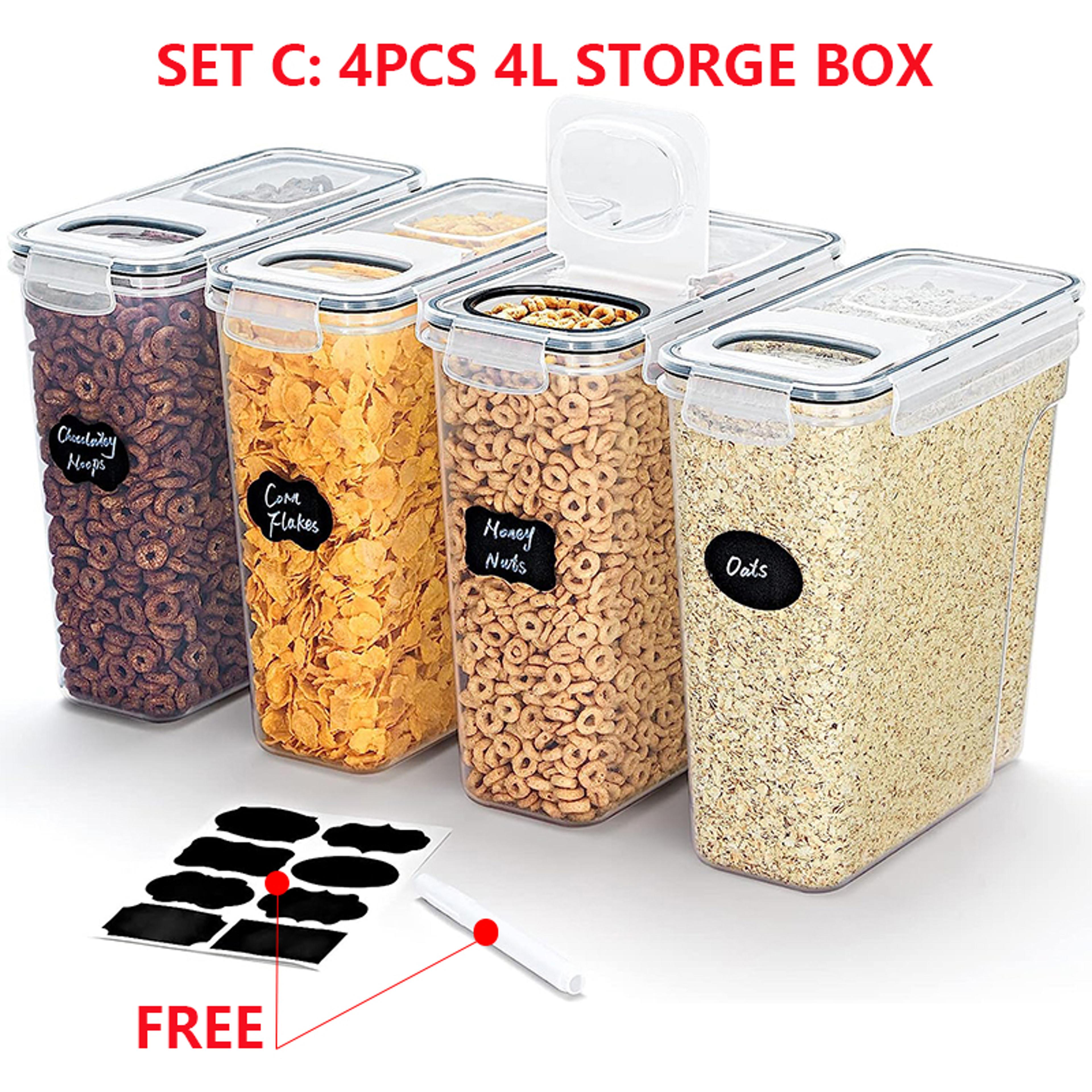 Airtight Cereal Storage Containers With Lids Moistureproof Food Tank Kitchen Organization Box With  8