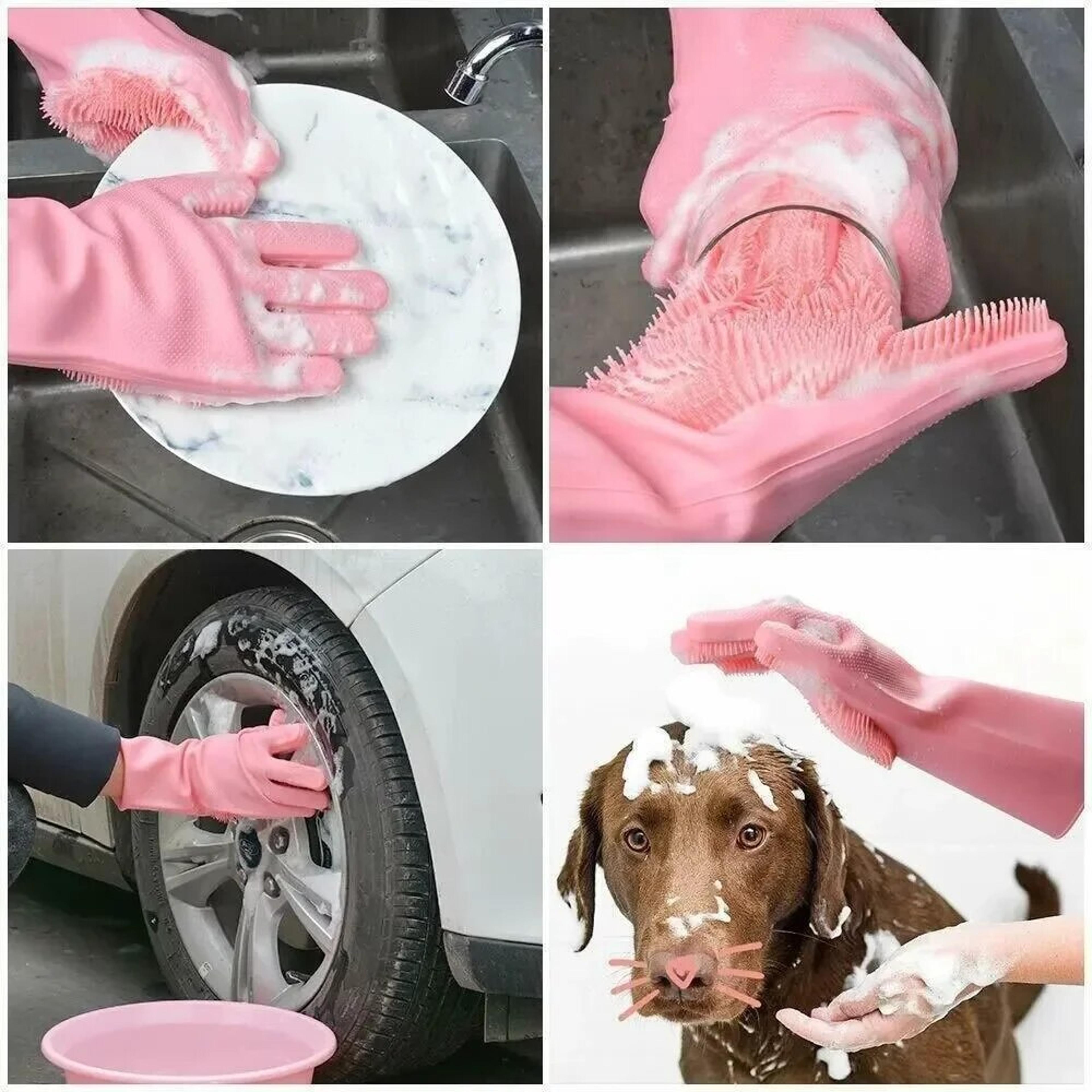 Dishwashing Cleaning Gloves Silicone Rubber For Household Sponge Scrubber Kitchen Tools 2