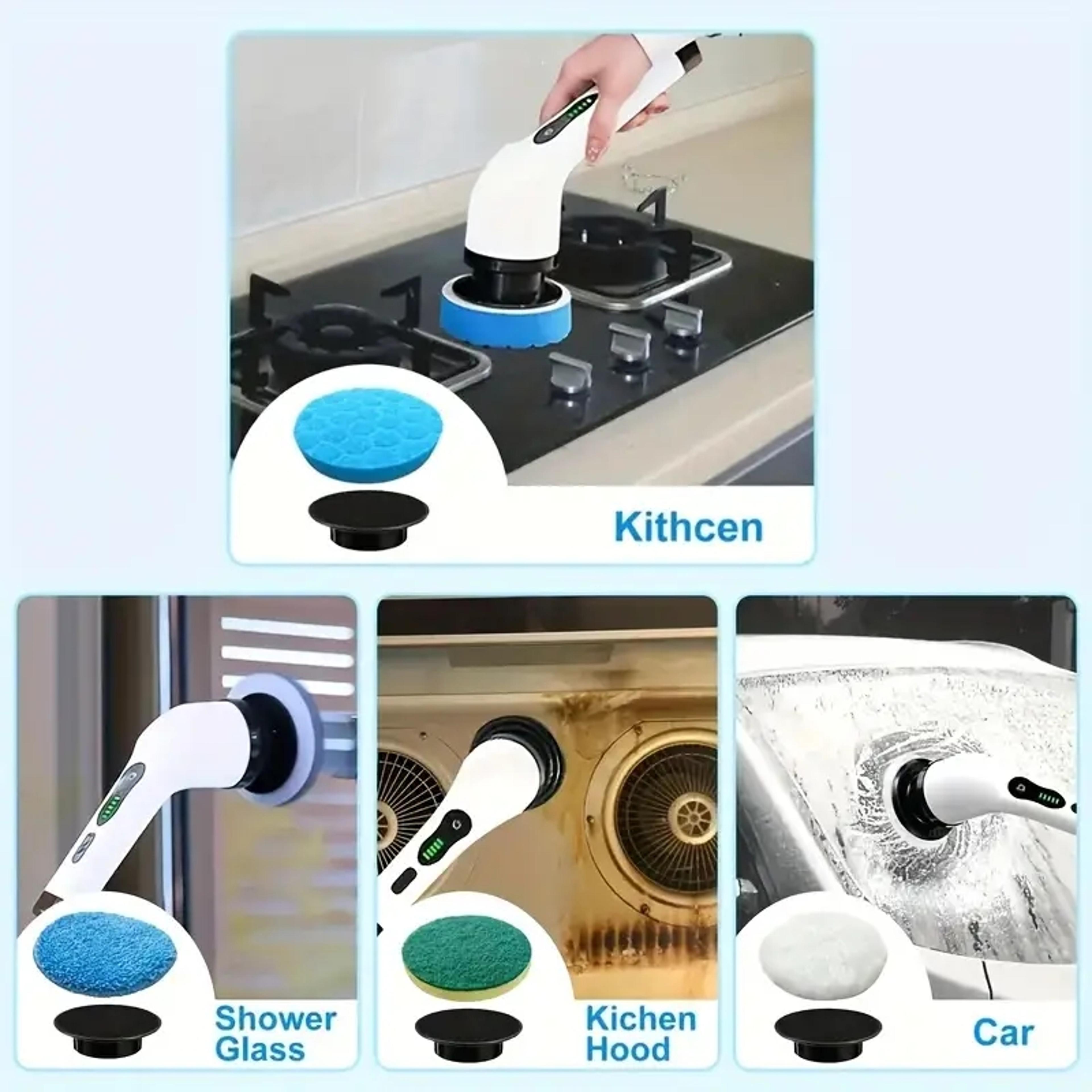 Electric Cleaning Brush Cordless Rotating Scrubber With Brush Heads And Adjustable Extension Handle 2