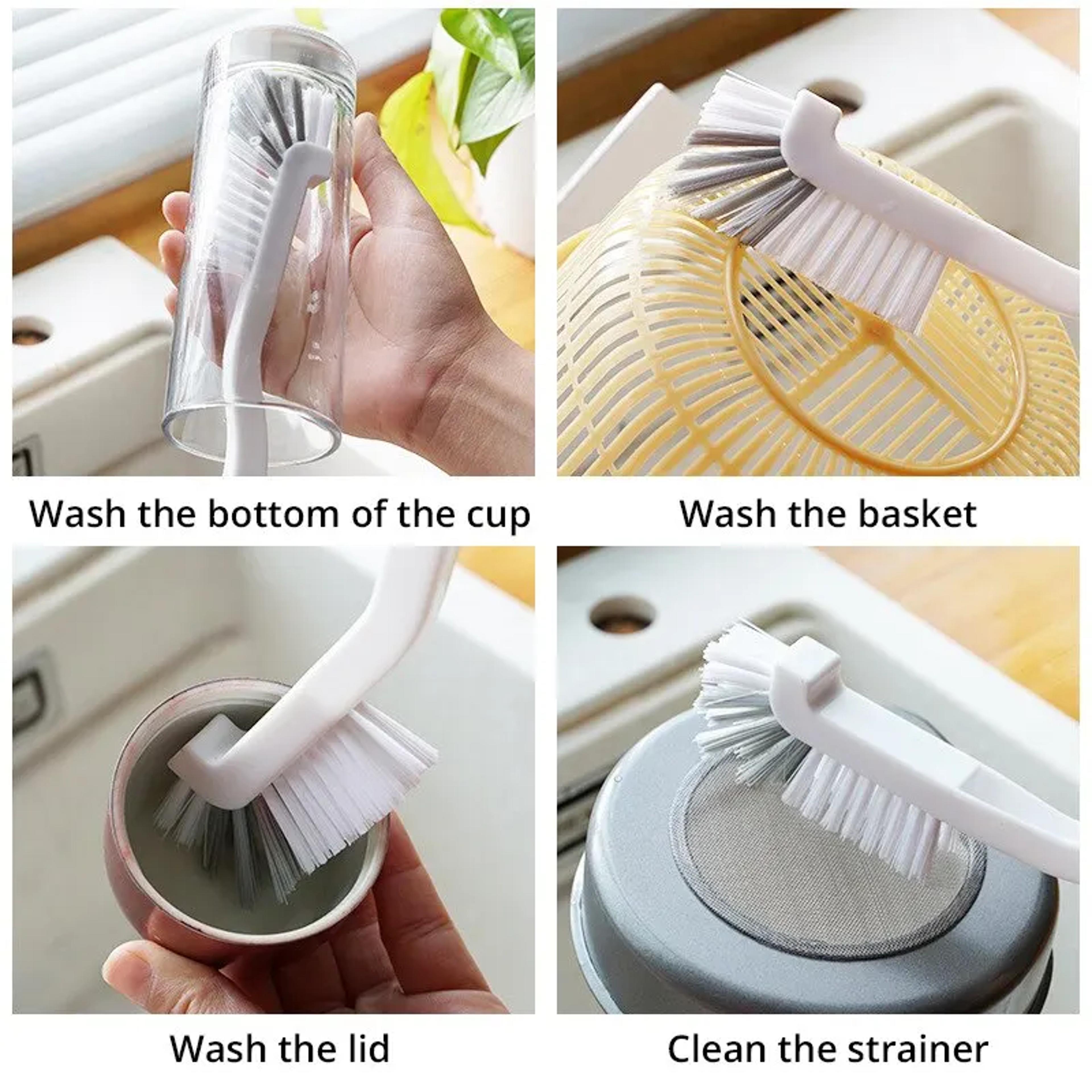 Long Handle Sink Brush With Elbow Design And Wall Hanging Tail Hole For Crevice Cleaning 4