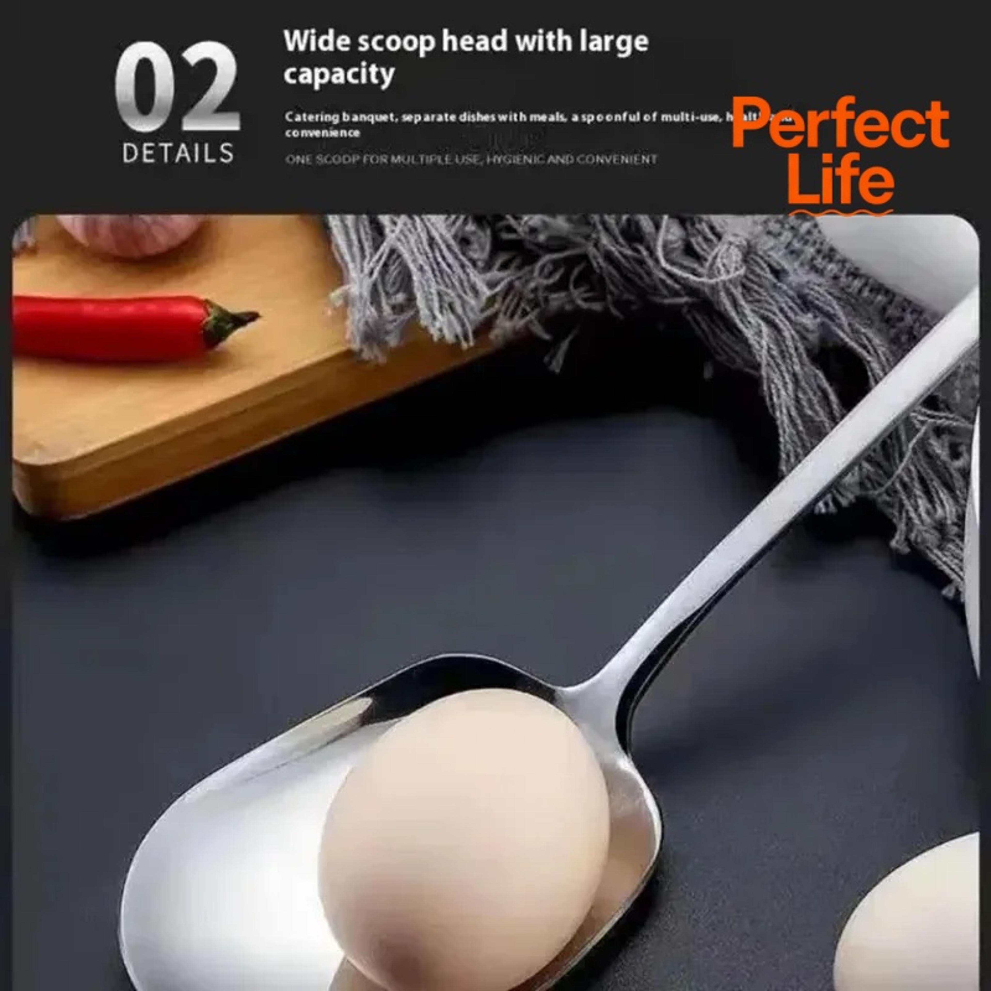 Stainless Steel Metal Serving Spoon Large Rice Spoon Ergonomic Salad Serving Utensils For Pasta Noo 3