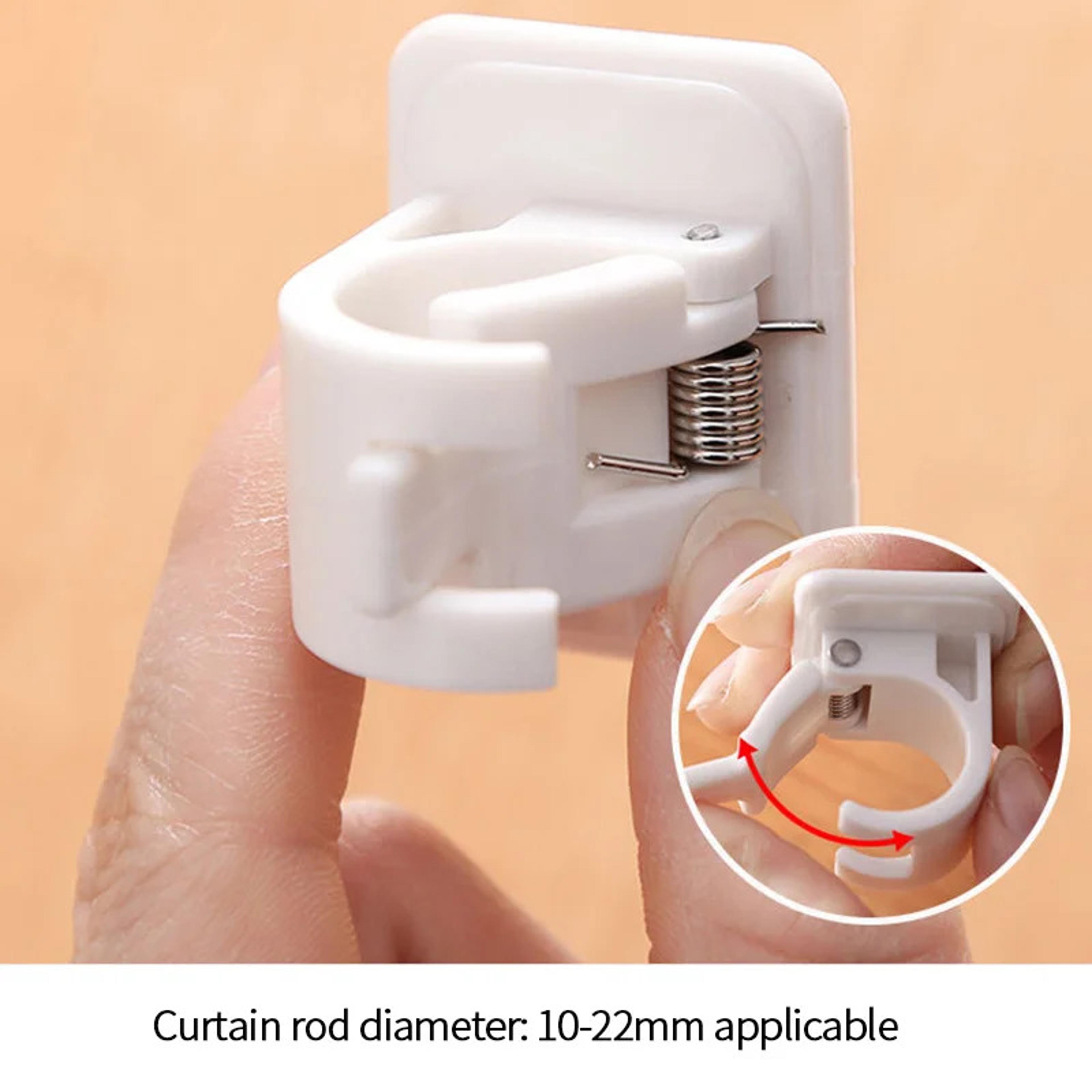 Self Adhesive Curtain Rod Clip Adjustable Clamp Hook Wall Bracket Holder NailFree Wall Hanging Clip 4