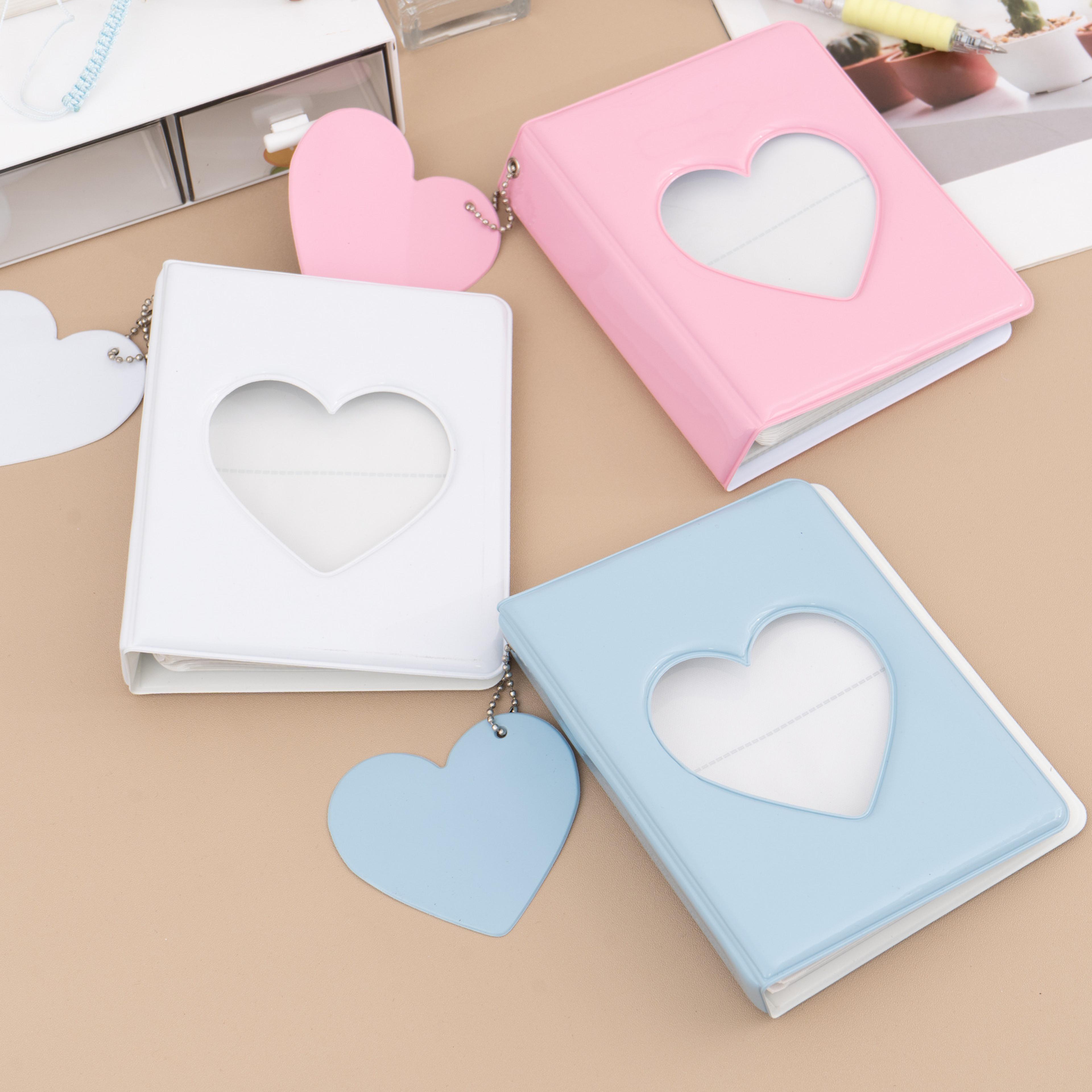 heart love hollow photocard holder album pockets mini card binder for idol pictures storage case
