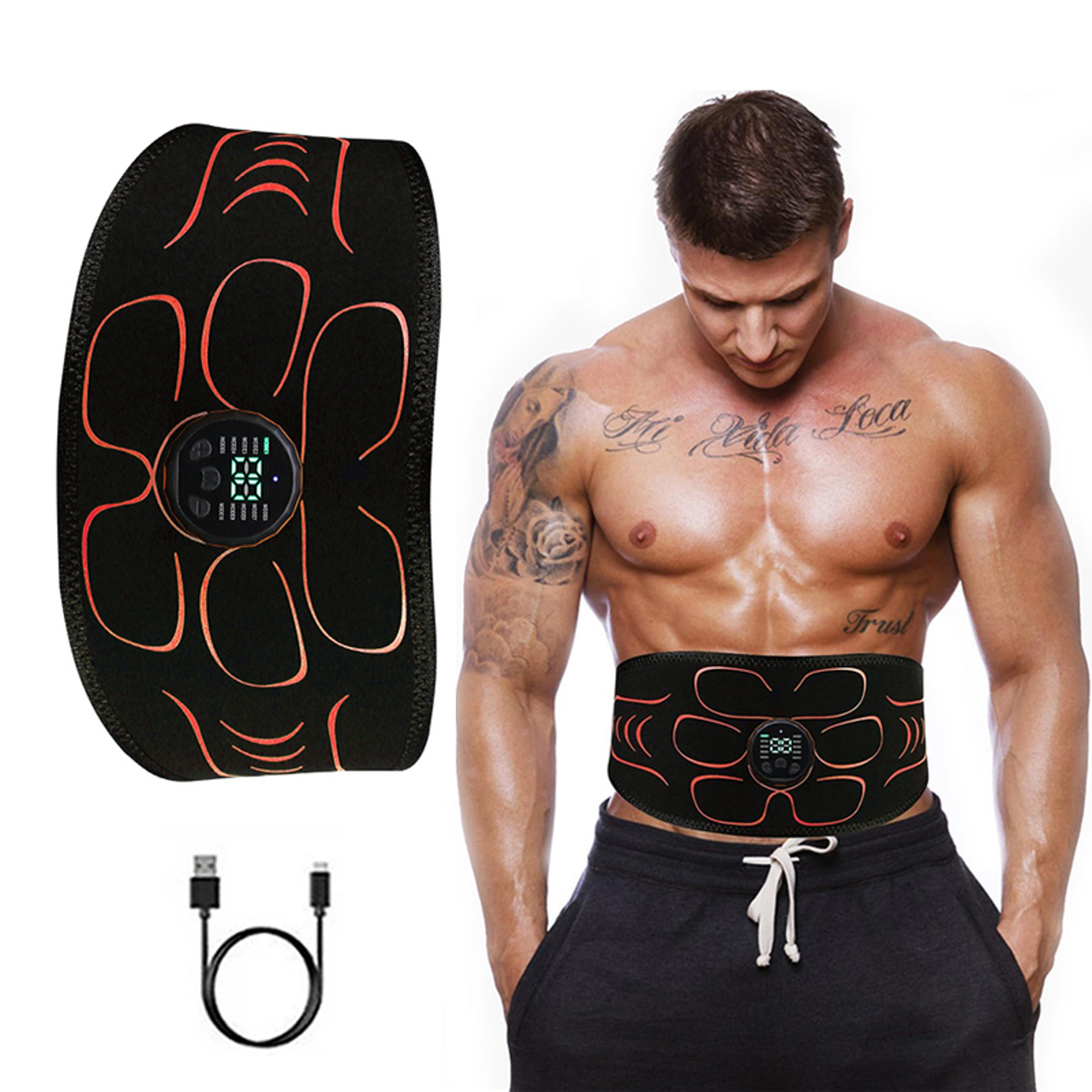 ems abdominal muscle trainer belt usb rechargeable core toning waist slimming fitness device