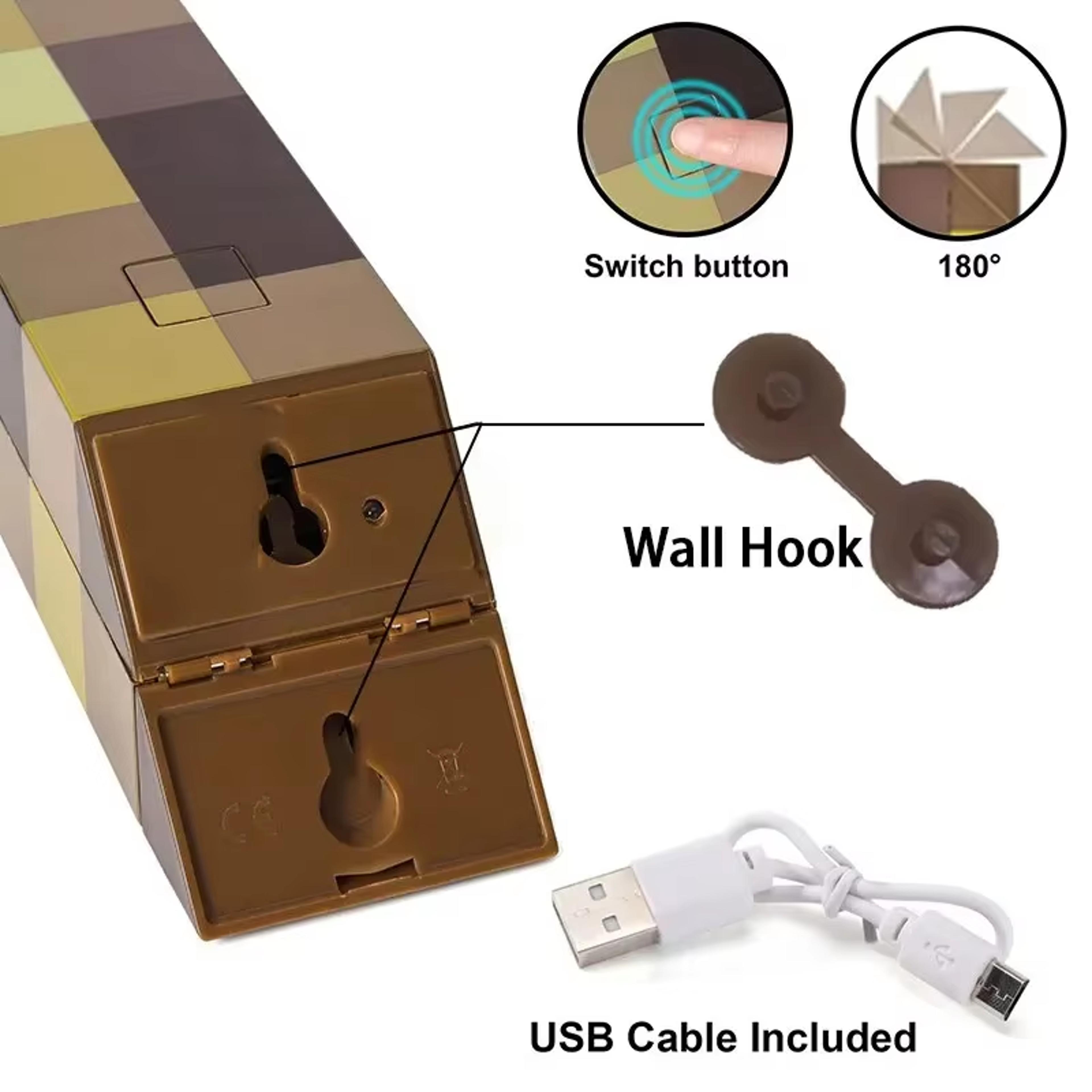 USB Rechargeable Brownstone Torch LED Night Lights Table Light For Game Room Decoration Kids Birthd 4