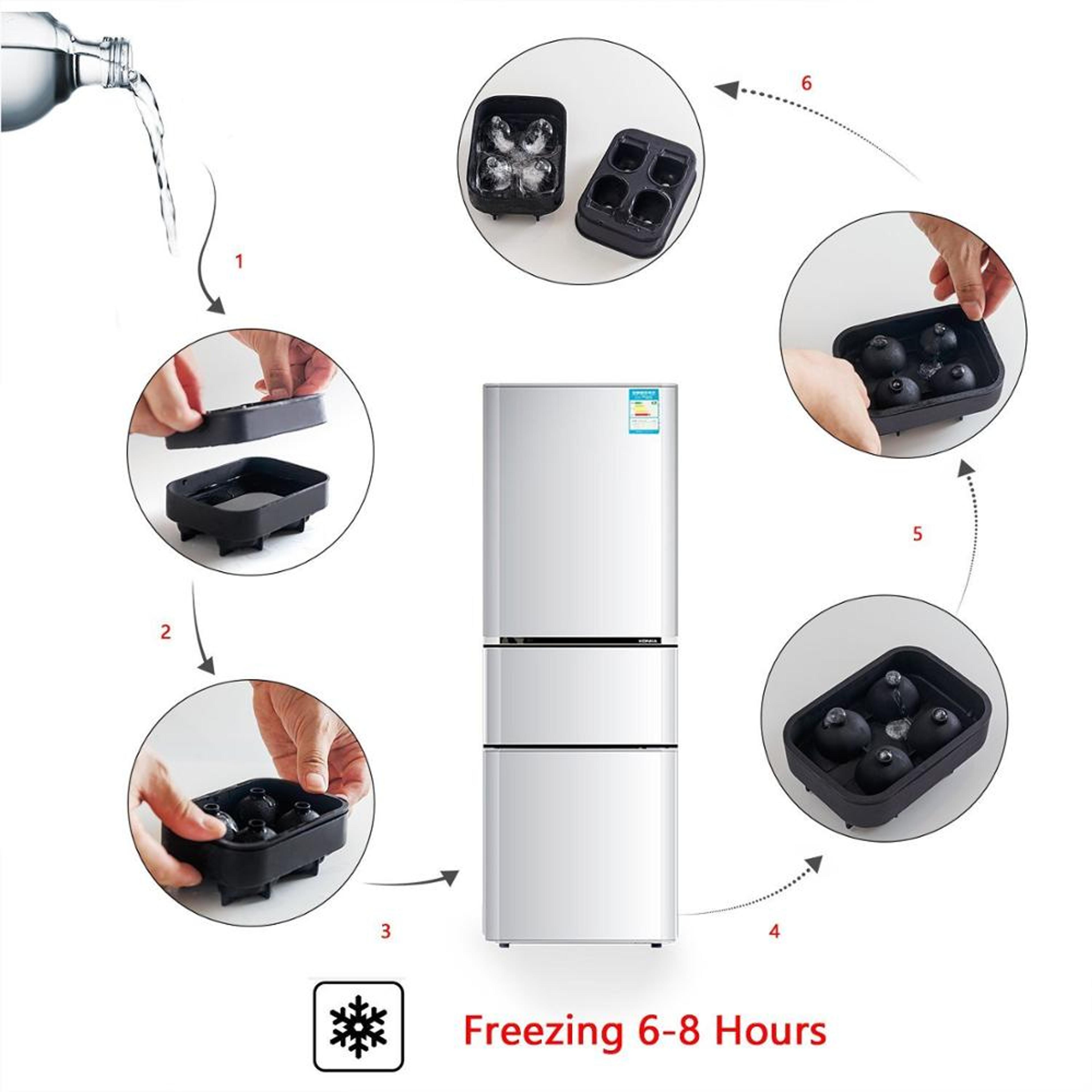 Silicone Cavity Ice Cube Maker 3D Skull Ice Cube Tray With Funnel Flexible Ice Maker Molds Ice Crea 4