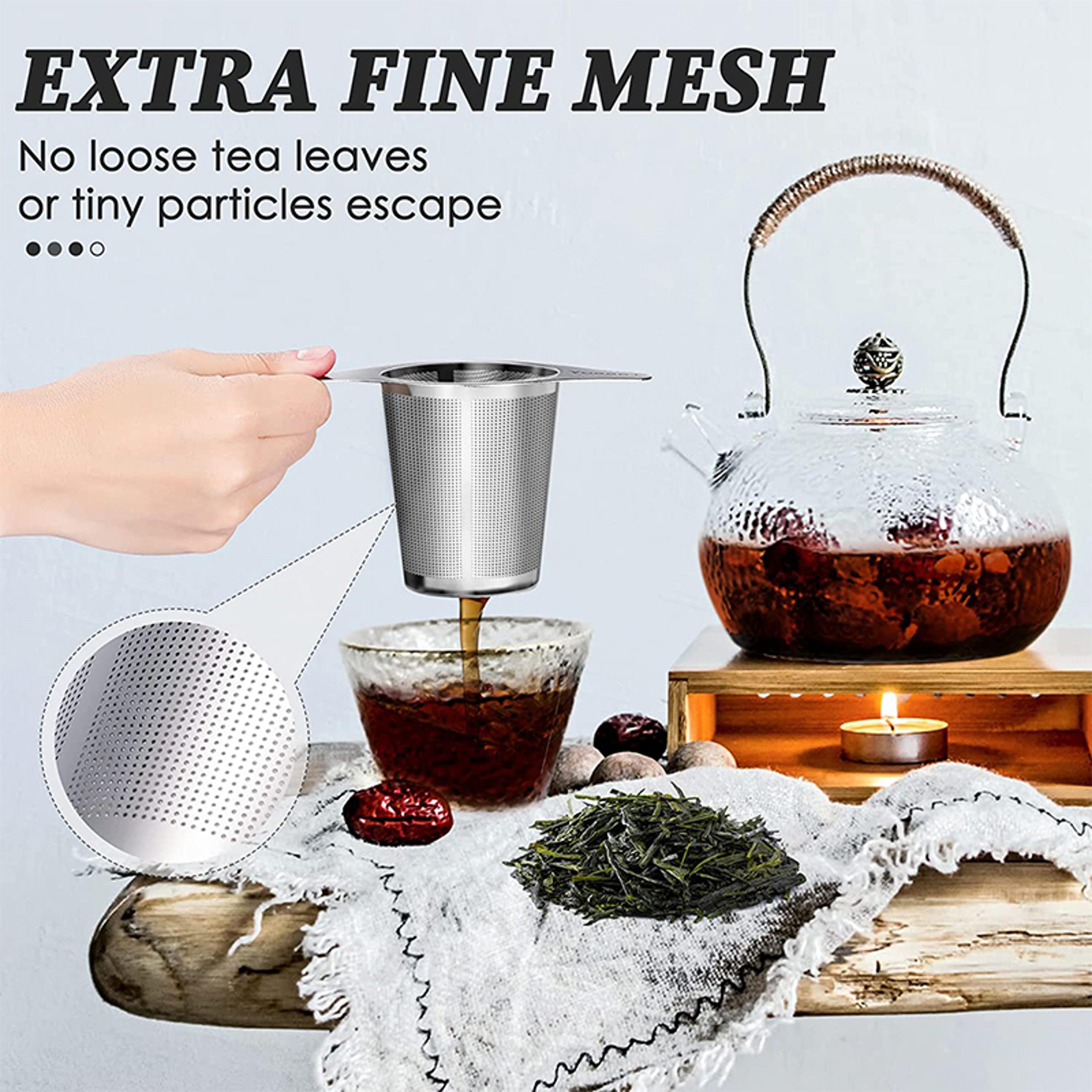 Stainless Steel Tea Infuser Mesh Strainer With Double Handles Large Capacity Tea Steeper For Loose  1