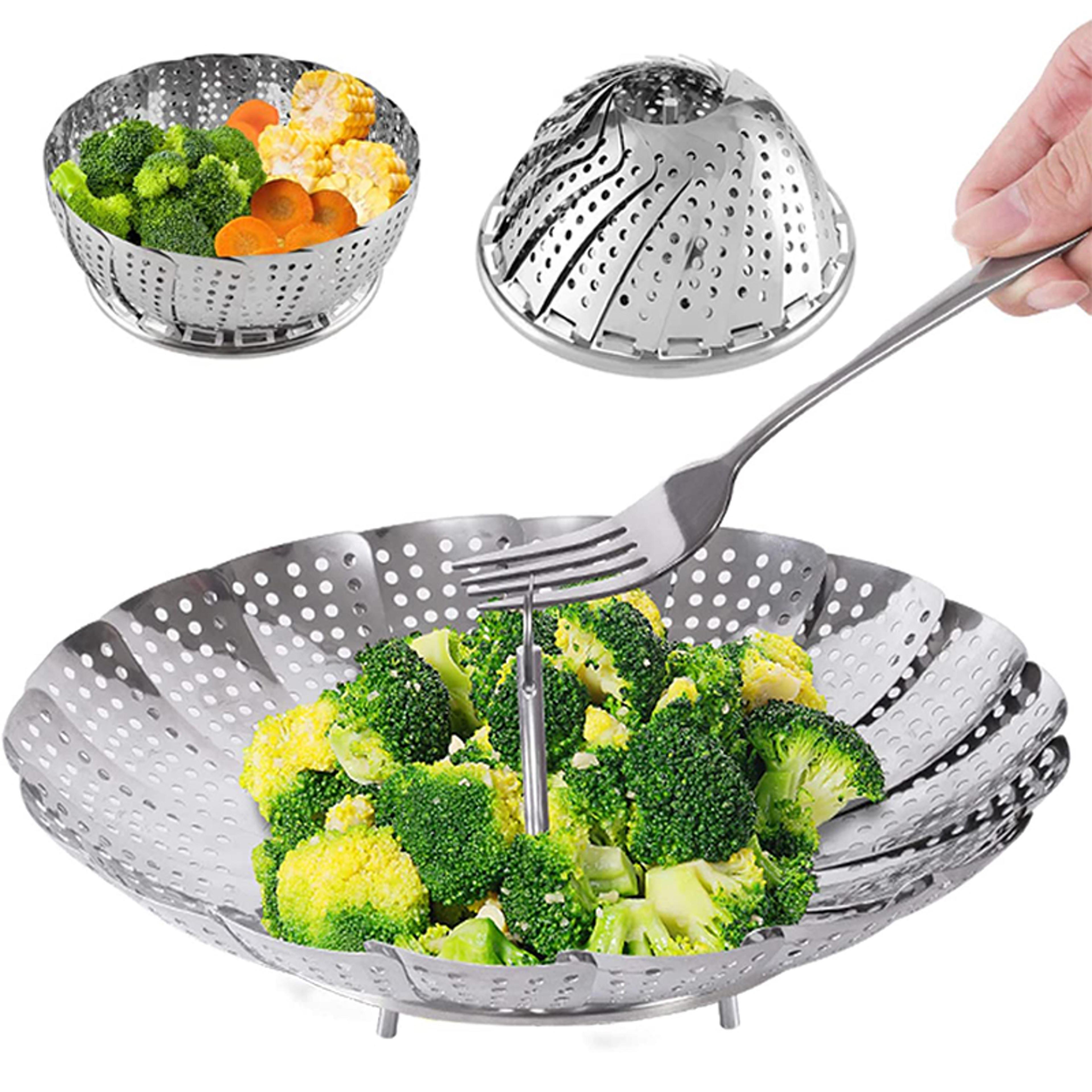 stainless steel folding dish steamer basket fruit vegetable cooker meat steaming tray kitchen tools