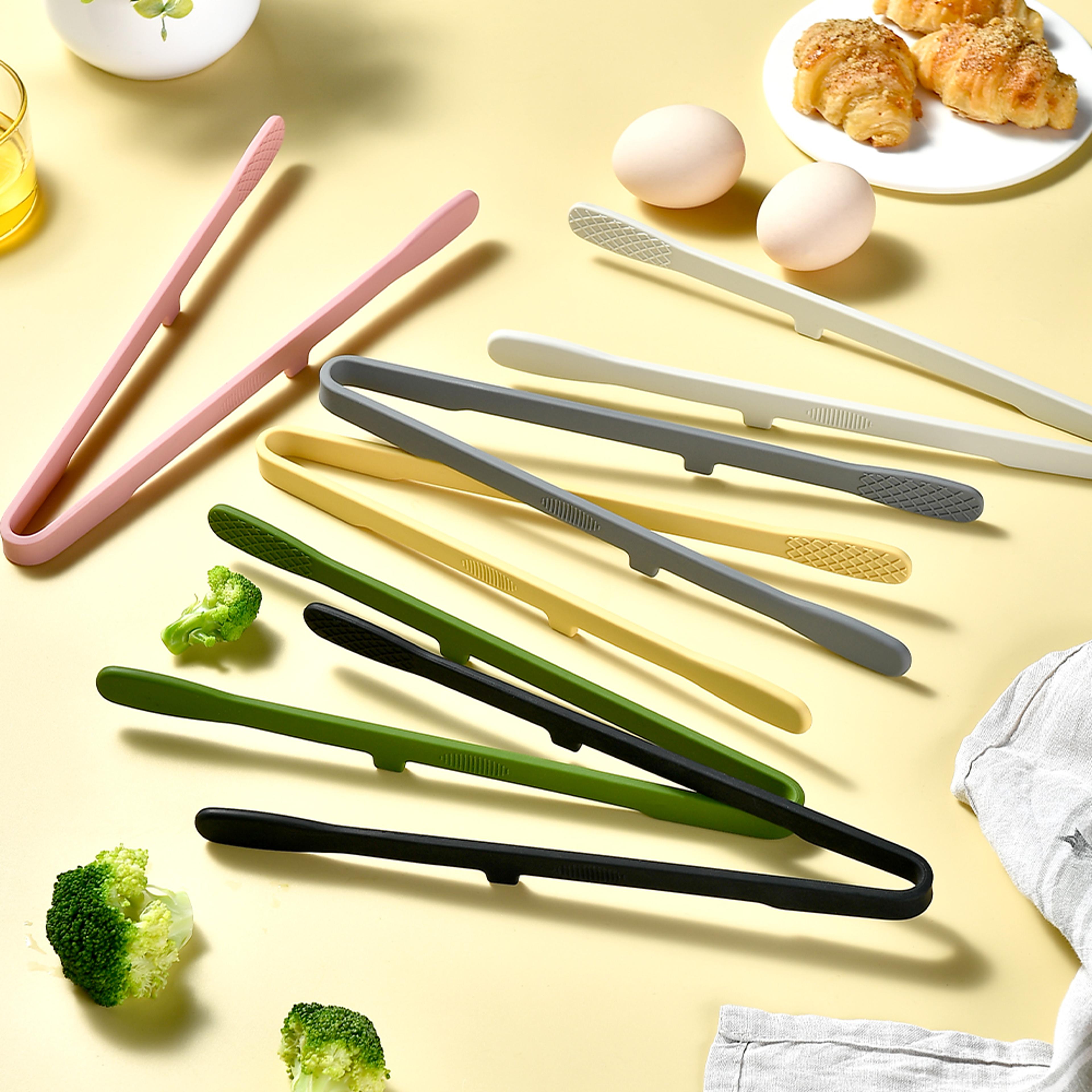 heat resistant silicone grill tongs non-stick food clip bbq salad cooking clamp for steak pasta kitchen