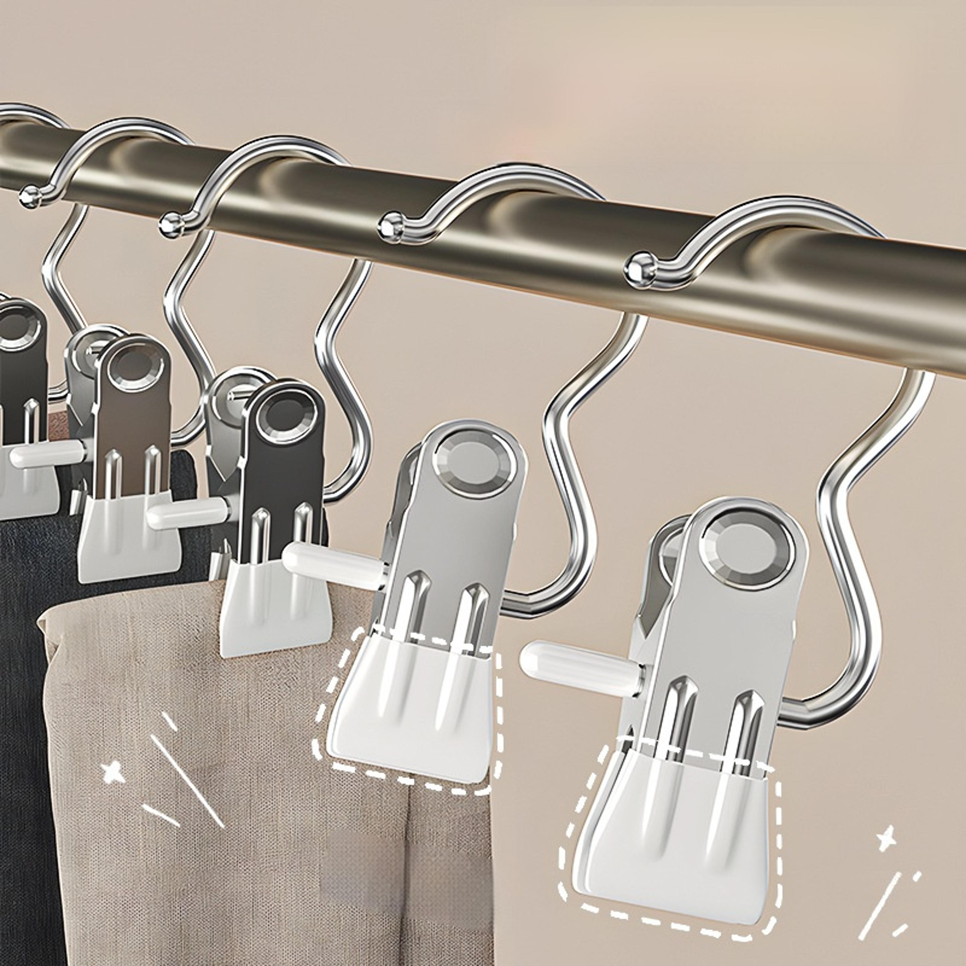 Stainless Steel Adhesive Multifunctional Pants Clip With Hooks For Clothes Drying And Home Storage 1