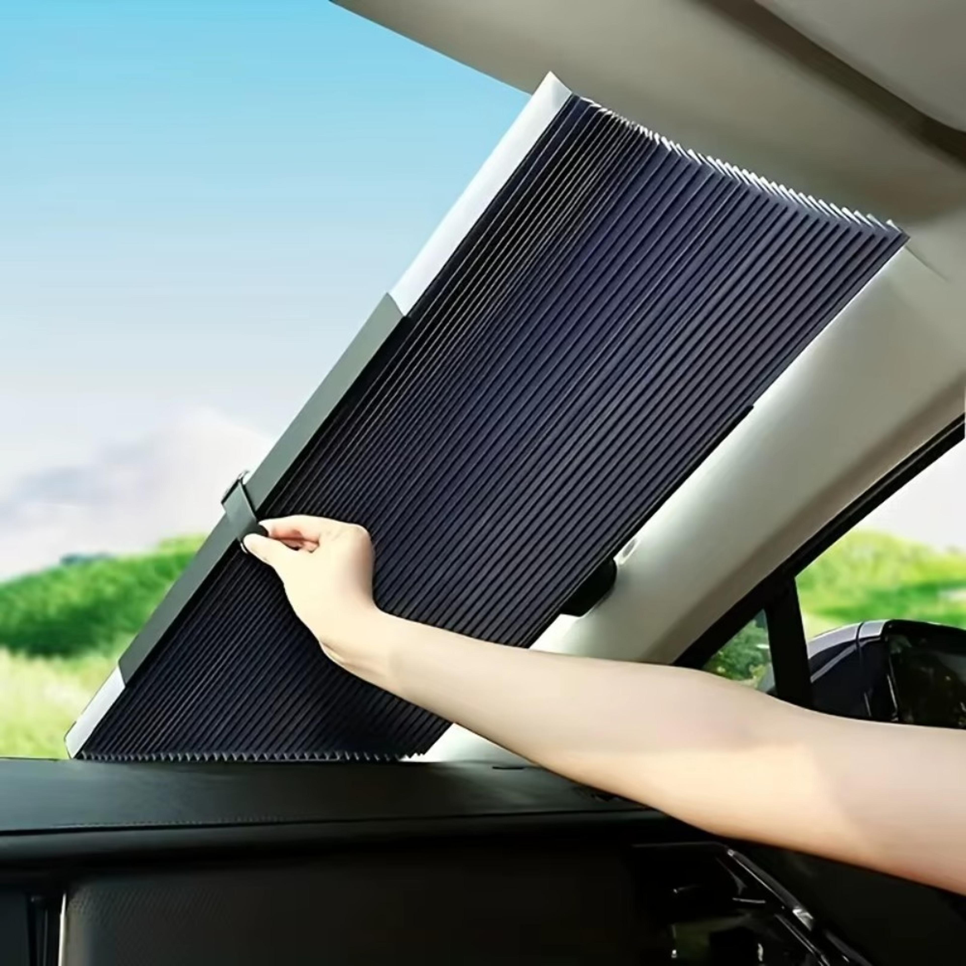 automatic retractable car sunshade curtain aluminum heat insulation uv protection easy installation universal fit