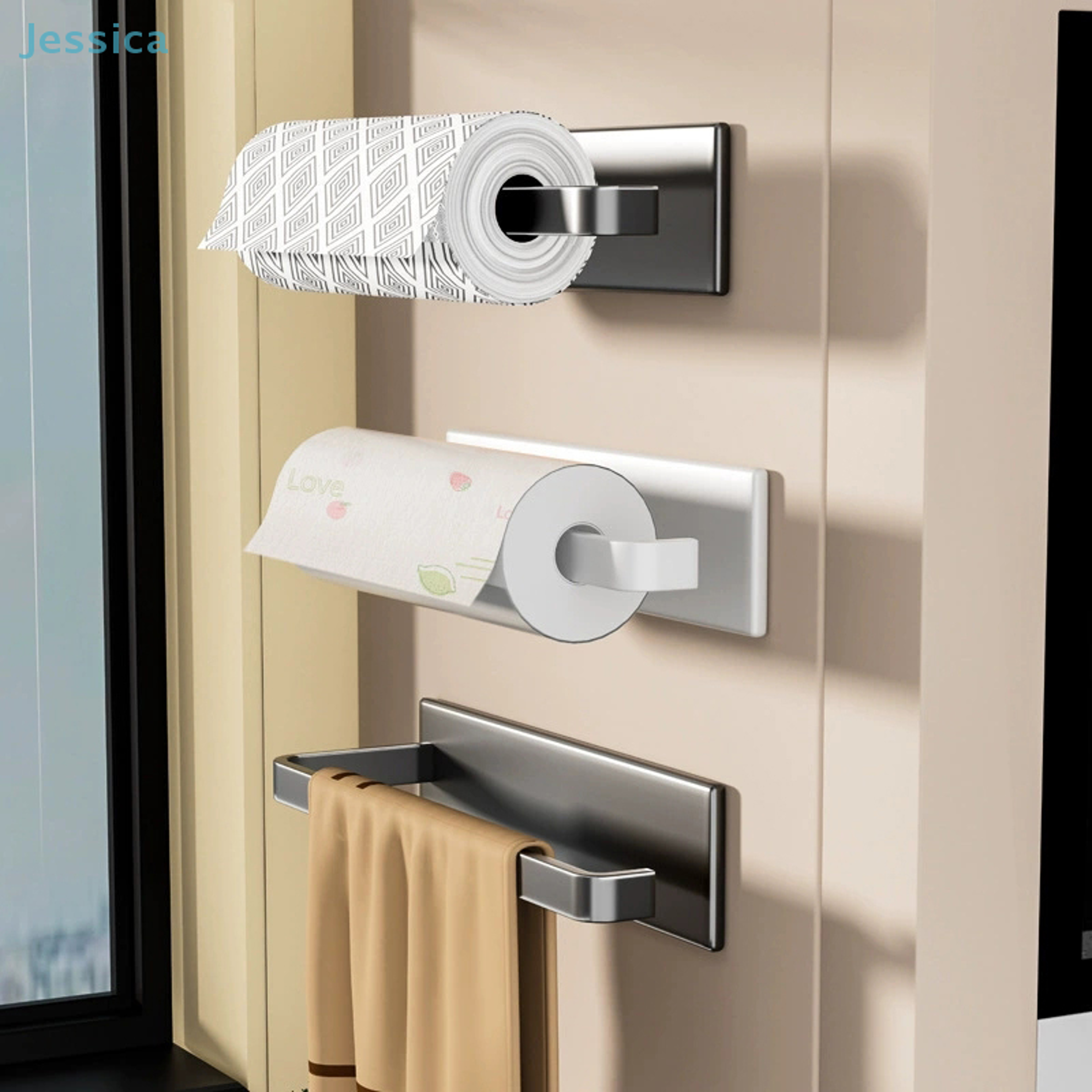 Kitchen Magnetic Paper Towel Holder Nodrill Cabinet Paper Roll Rack And Storage Shelf 2