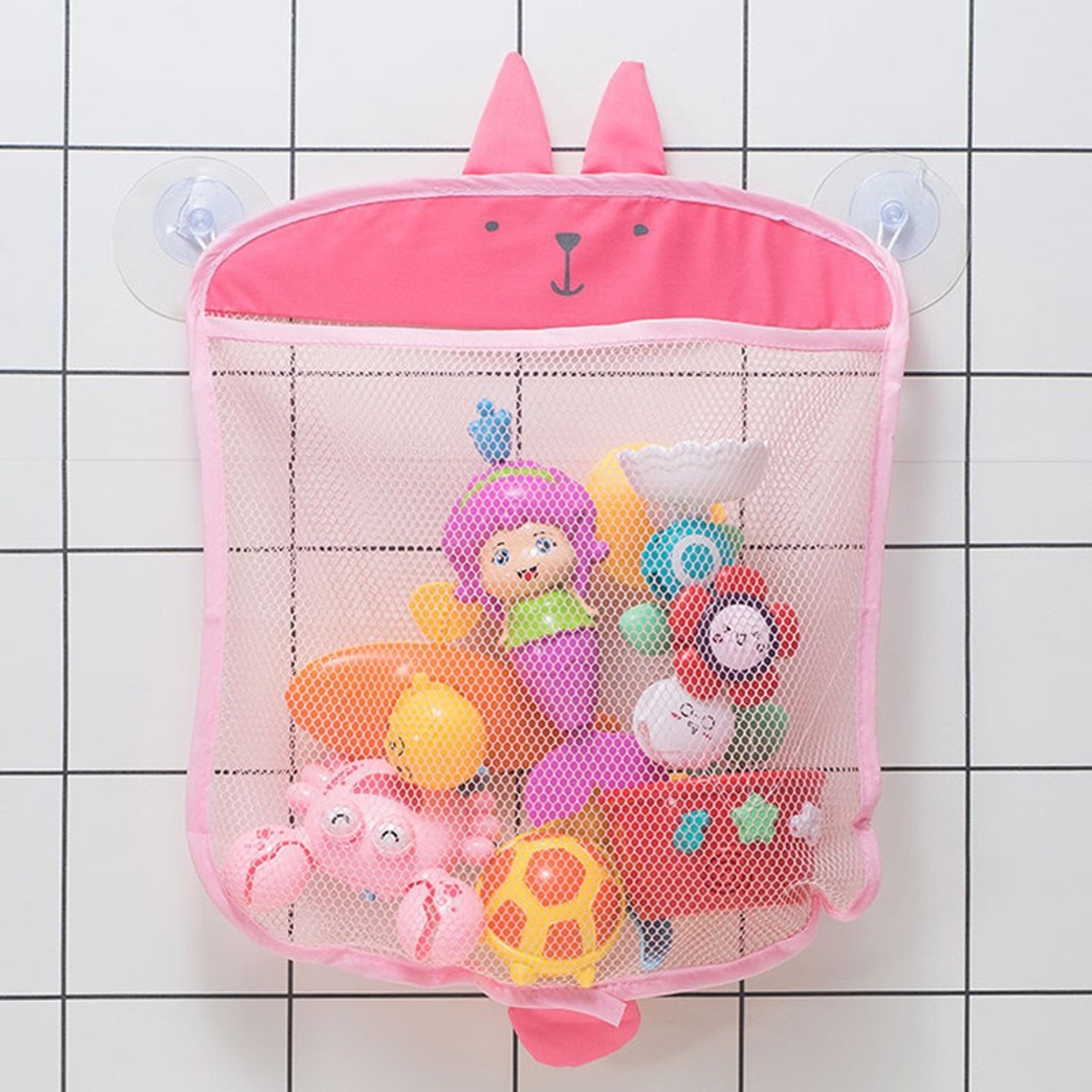 Baby Bath Toy Organizer Mesh Storage Bag Cartoon Animal Design Sucker For Bathtub Toys 2