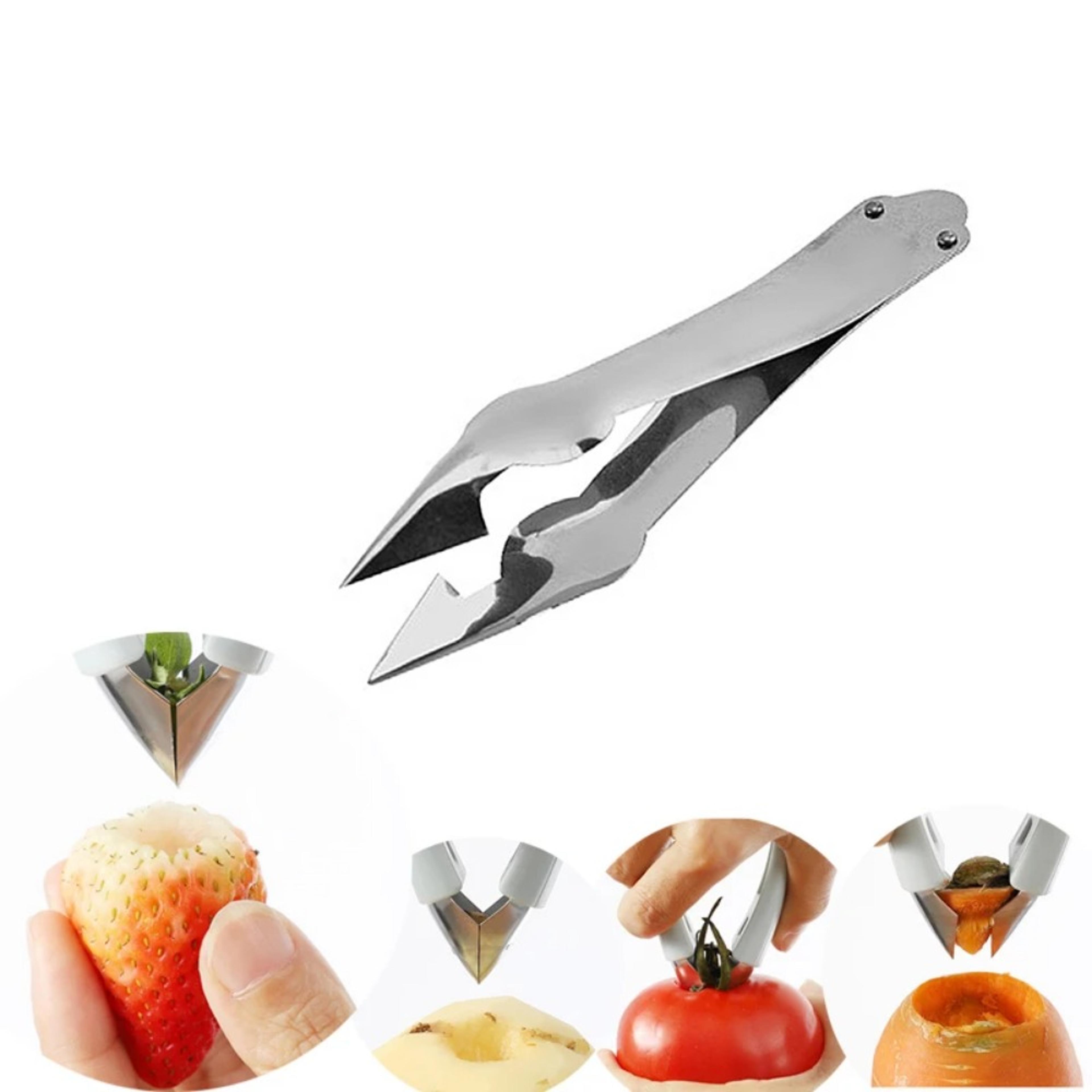 pineapple slicer cutter stainless steel fruit peeler strawberry huller kitchen knife new
