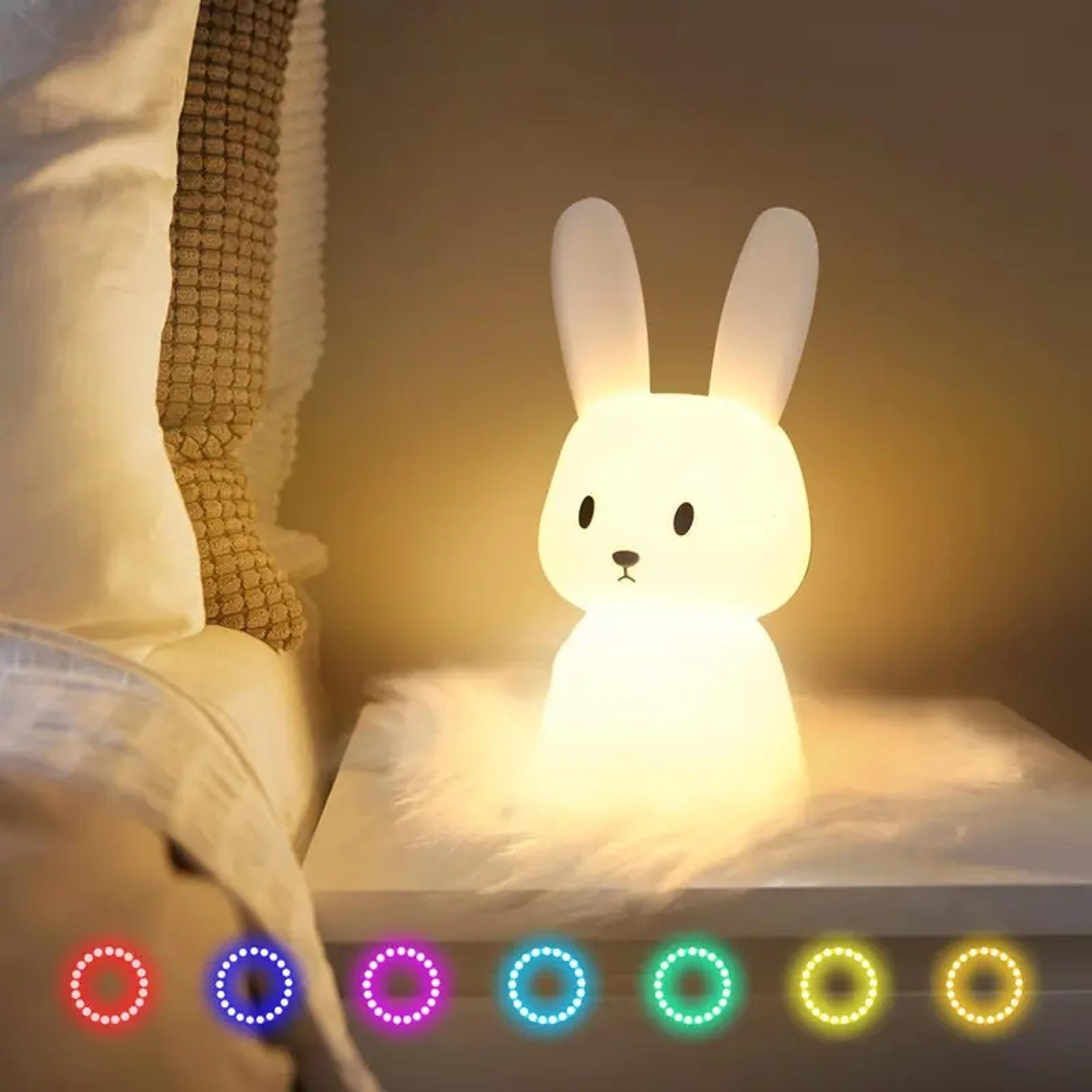 led night light silicone rabbit touch sensor lamp cute animal light for kids bedroom decor baby child table lamp