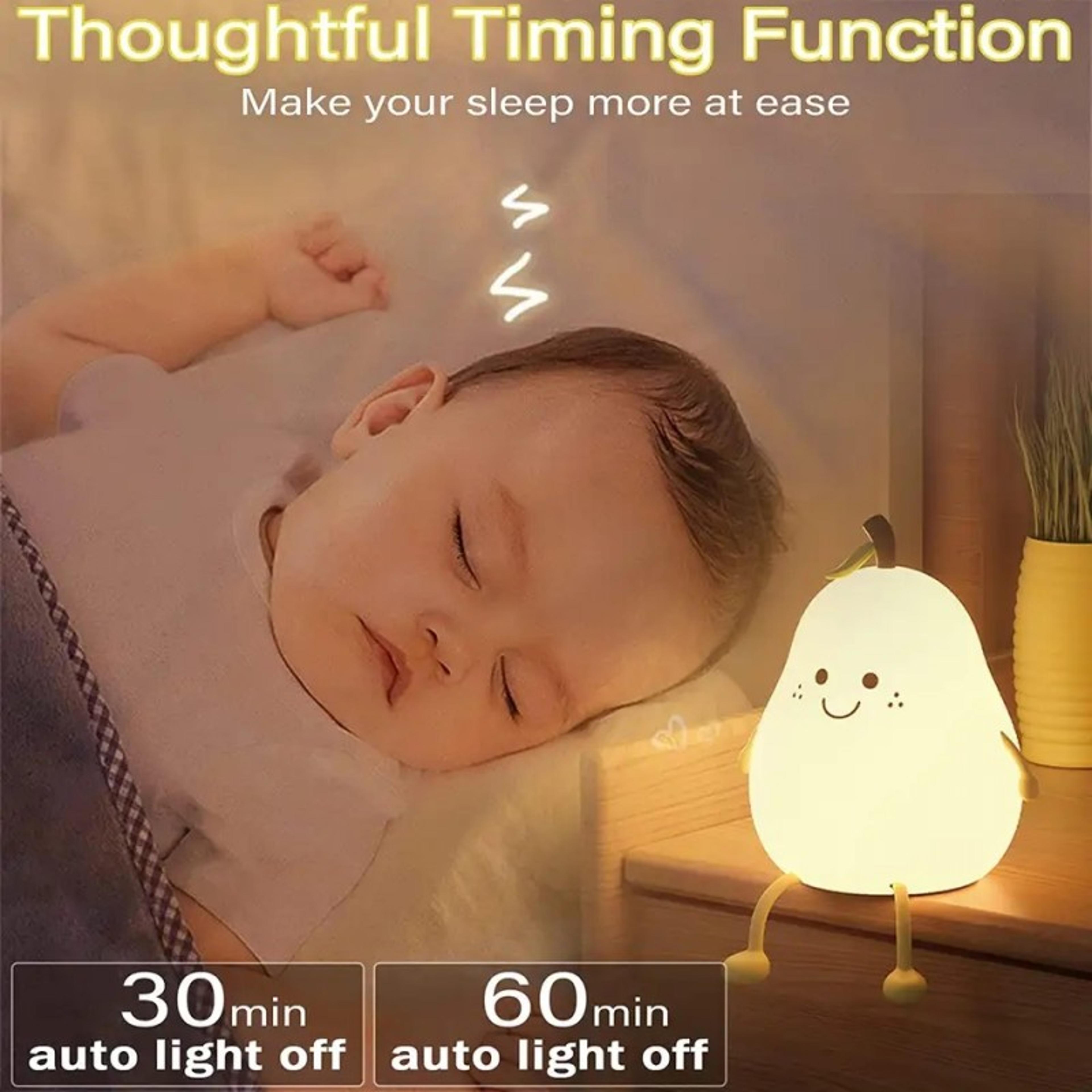 Cute LED Pear Night Light USB Rechargeable Touch Silicone Table Lamp Bedroom Decoration Gift For Co 1