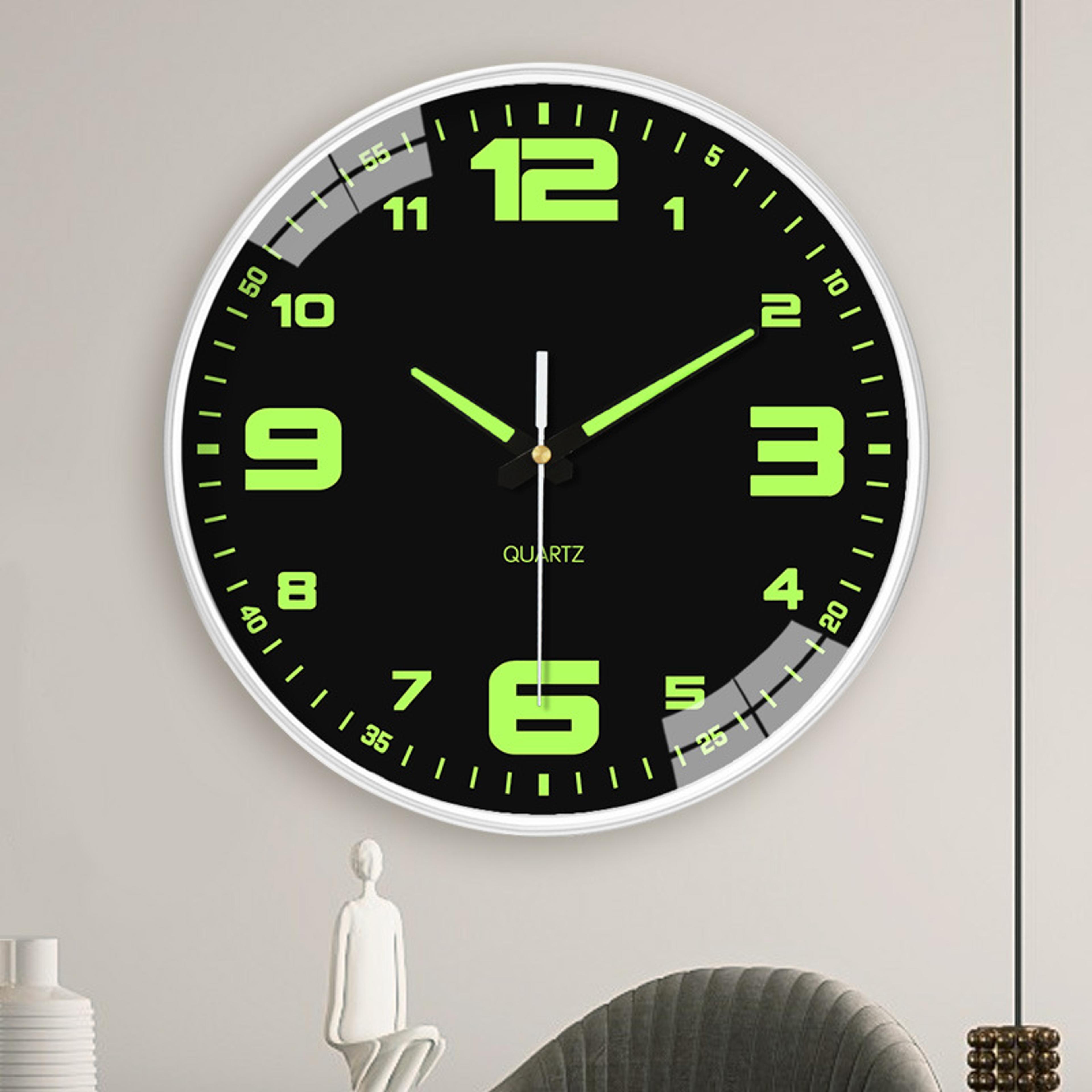 stylish silent wall clock quartz decorative luminous hole-free living room clock