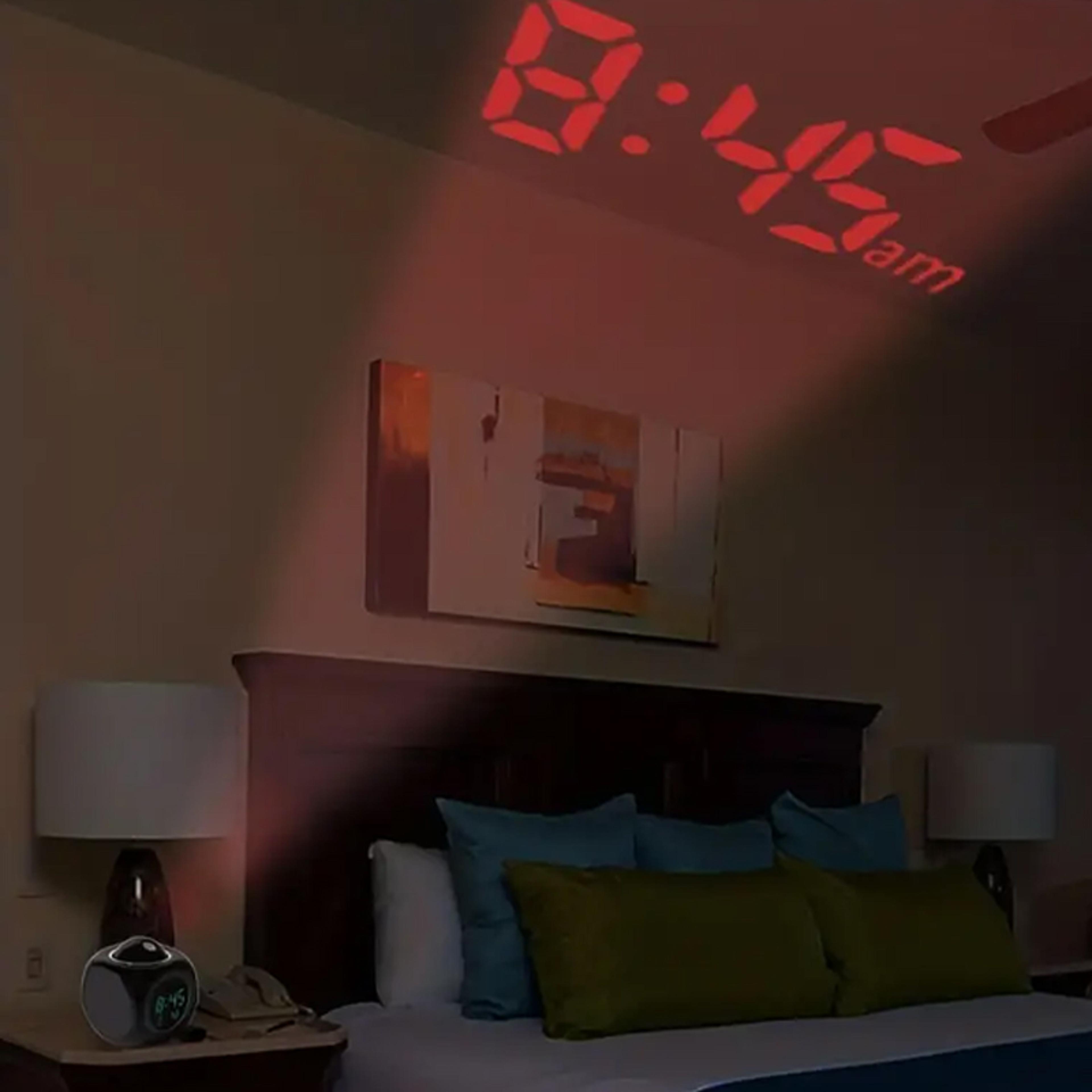 LED Light Projection Alarm Clock Multifunction Chime Clock Voice Projection Clock Digital Projectio 1