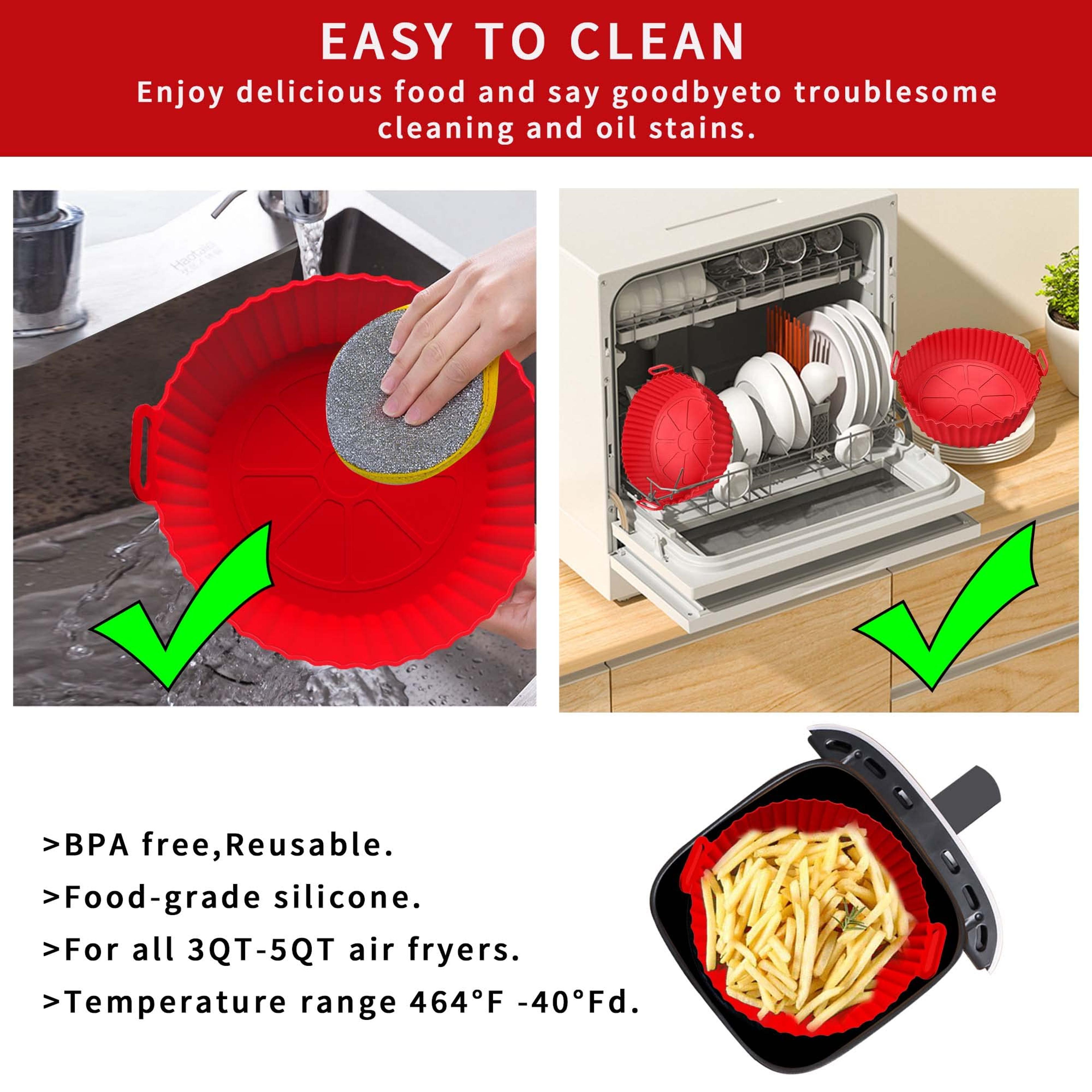 Air Fryer Silicone Pot Reusable Non Stick Food Safe Liners For Air Fryer Basket 2