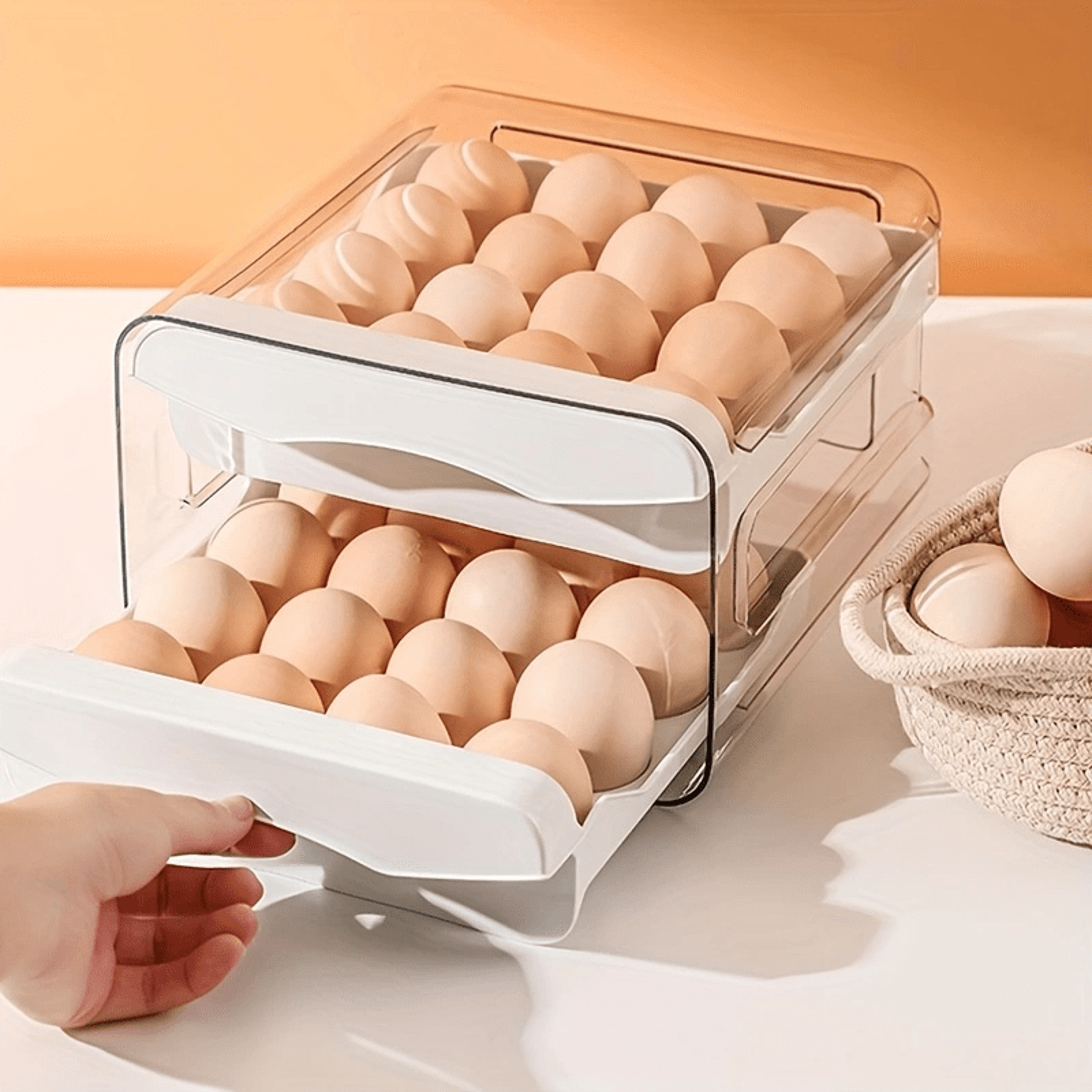 plastic kitchen egg storage box refrigerator fresh large capacity layer drawer type kitchen organizer rack