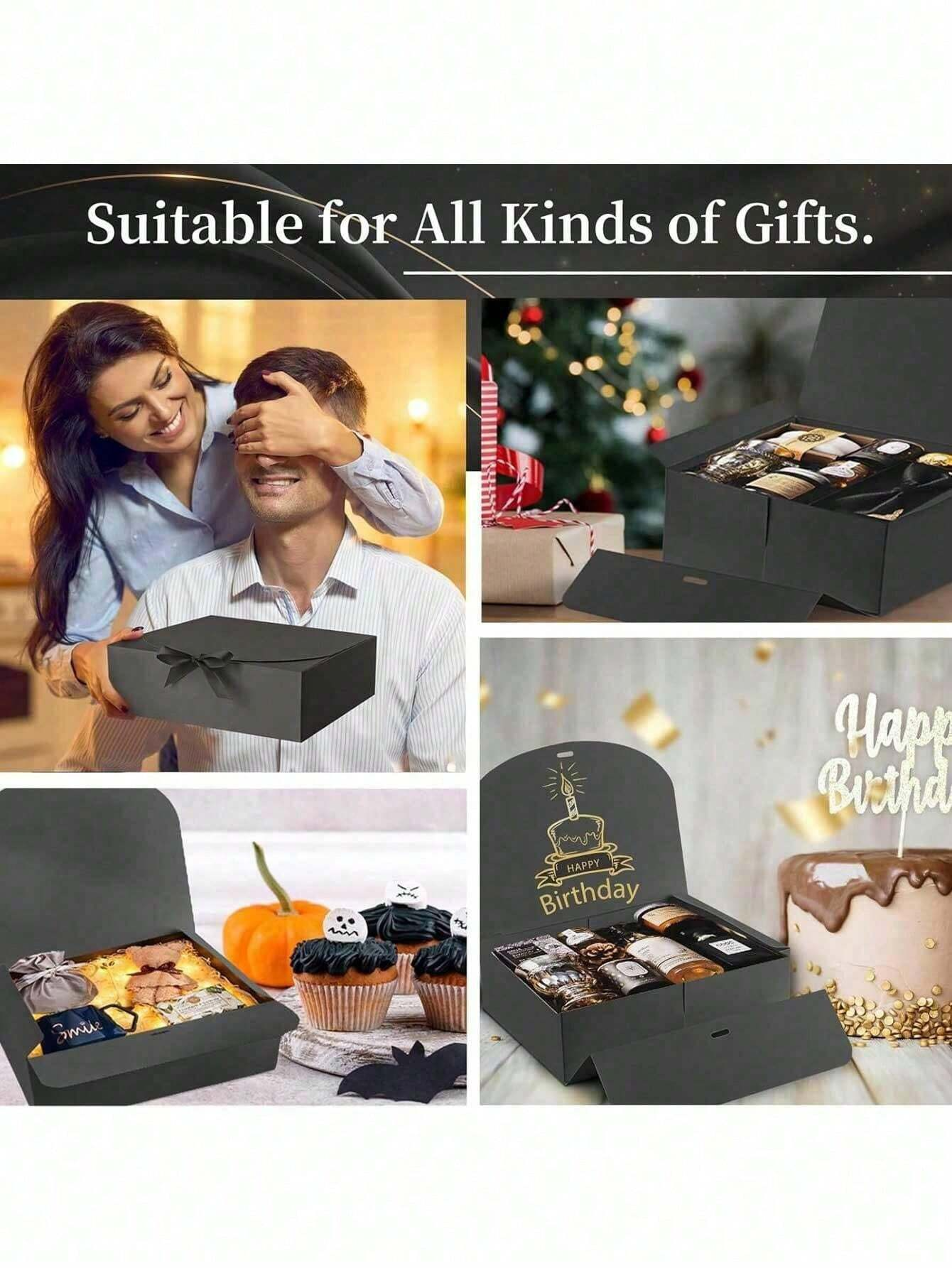 Bridesmaid Proposal Box With Ribbon Black Gift Box With Lid Wedding Packaging Box Groomsmen Proposa 3